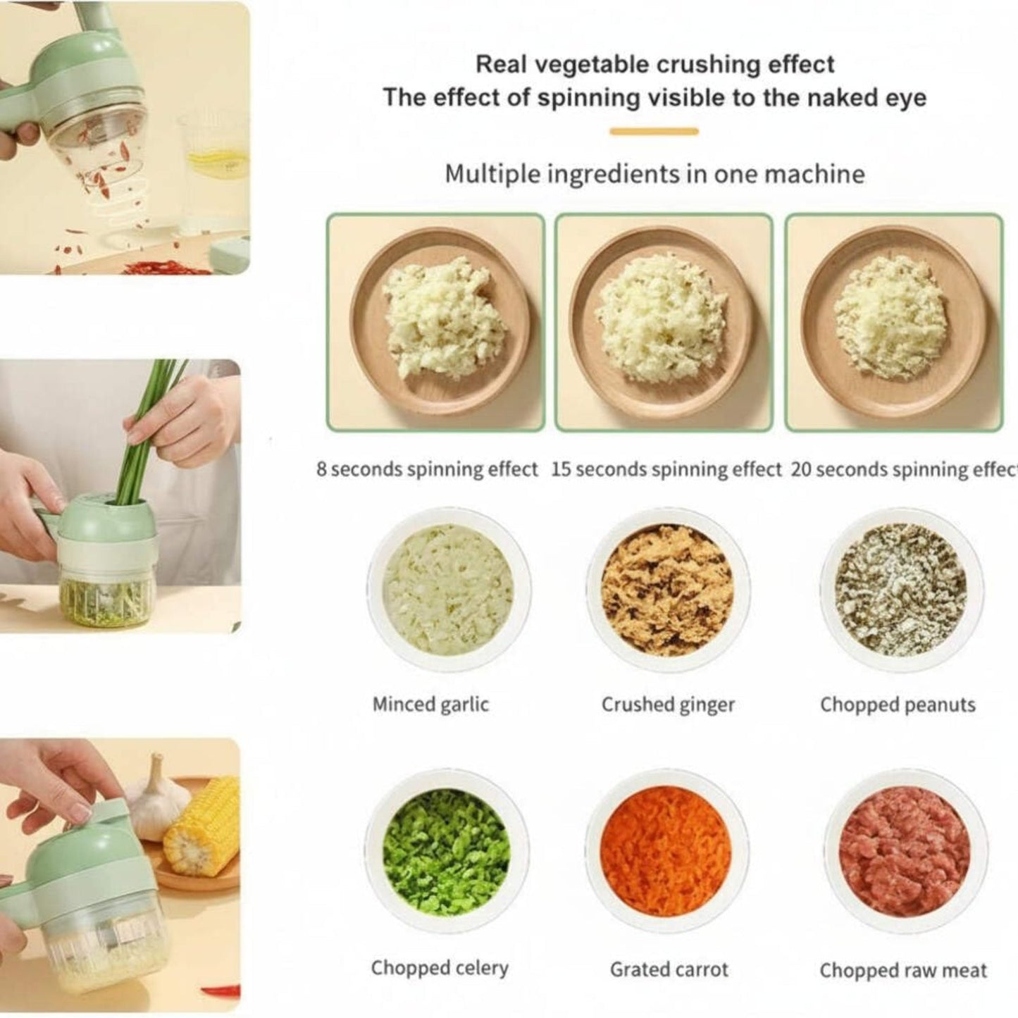 Portable Electric Vegetable Cutter Set – 4 - in - 1 USB Rechargeable Mini Chopper & Food Prep Tool - Grandsell