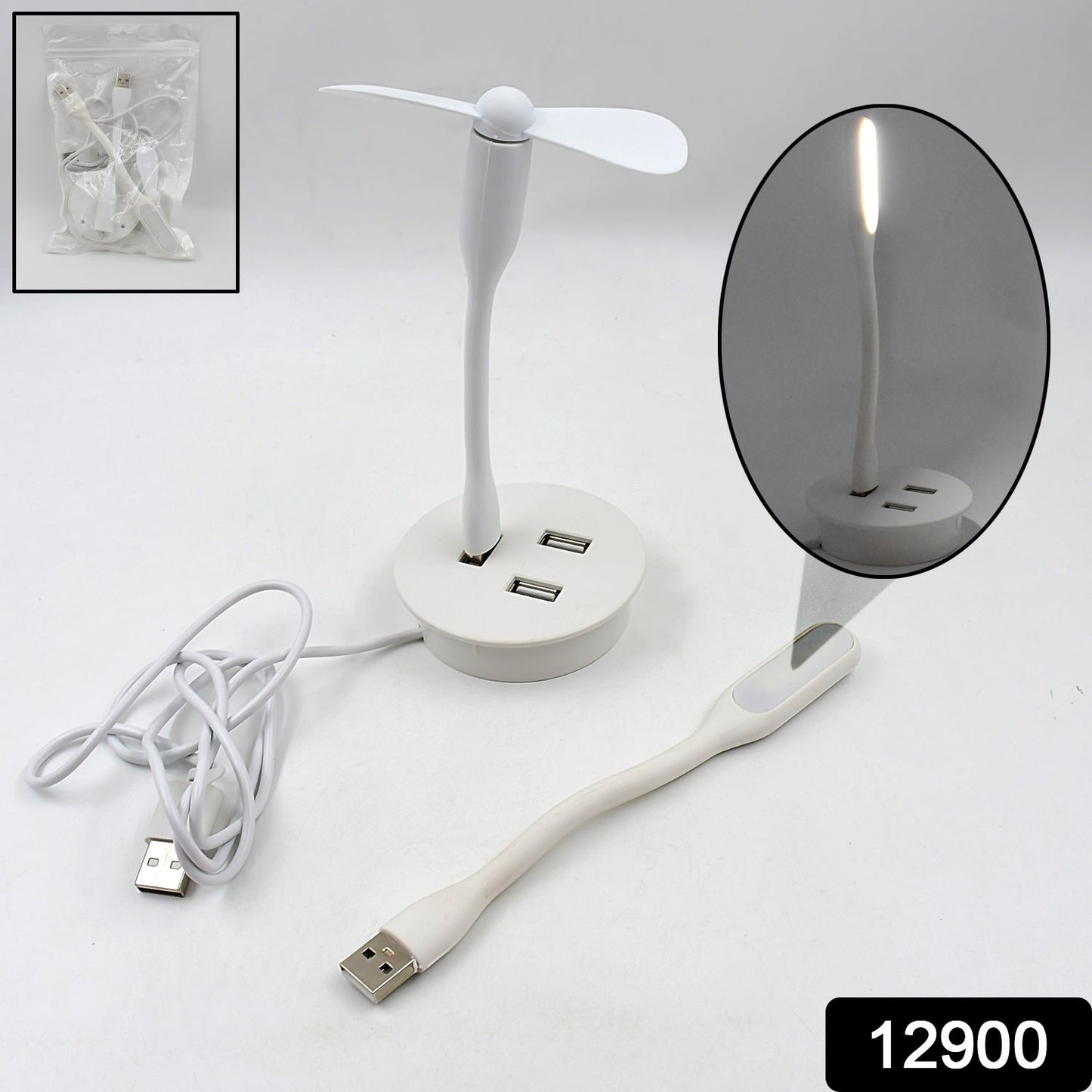 Portable Mini Usb Fan Usb Ligh Usb 3 Hub Port Combo - Grandsell