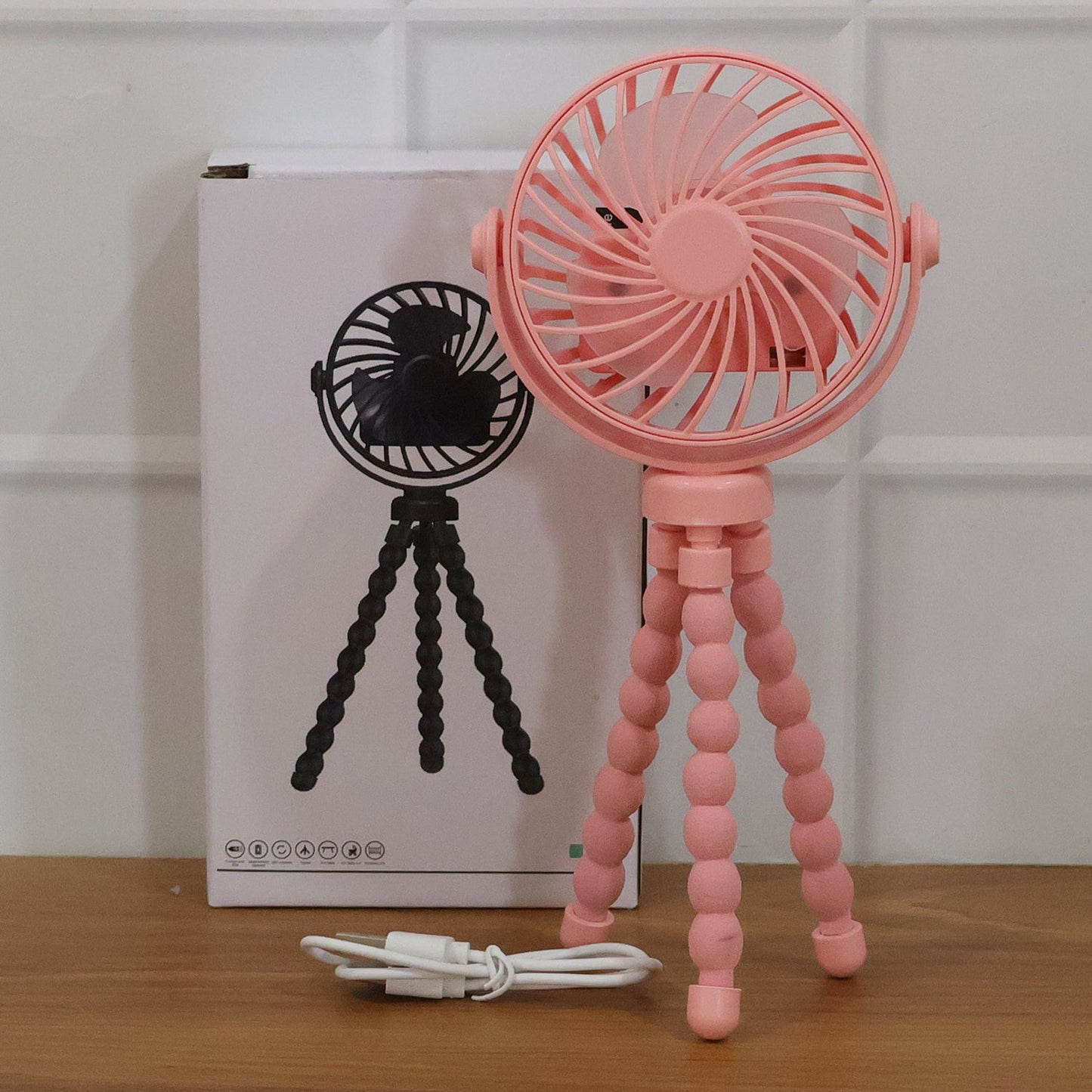 Portable Rechargeable Led Light Fan With Flexible Tripod Stand (1 Pc) - Grandsell