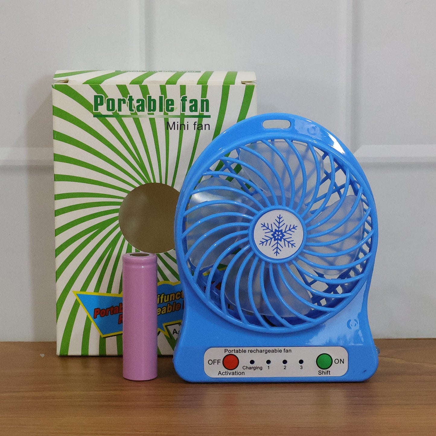 Portable Rechargeable Mini Table Fan With Led Light And Battery (1 Pc) - Grandsell