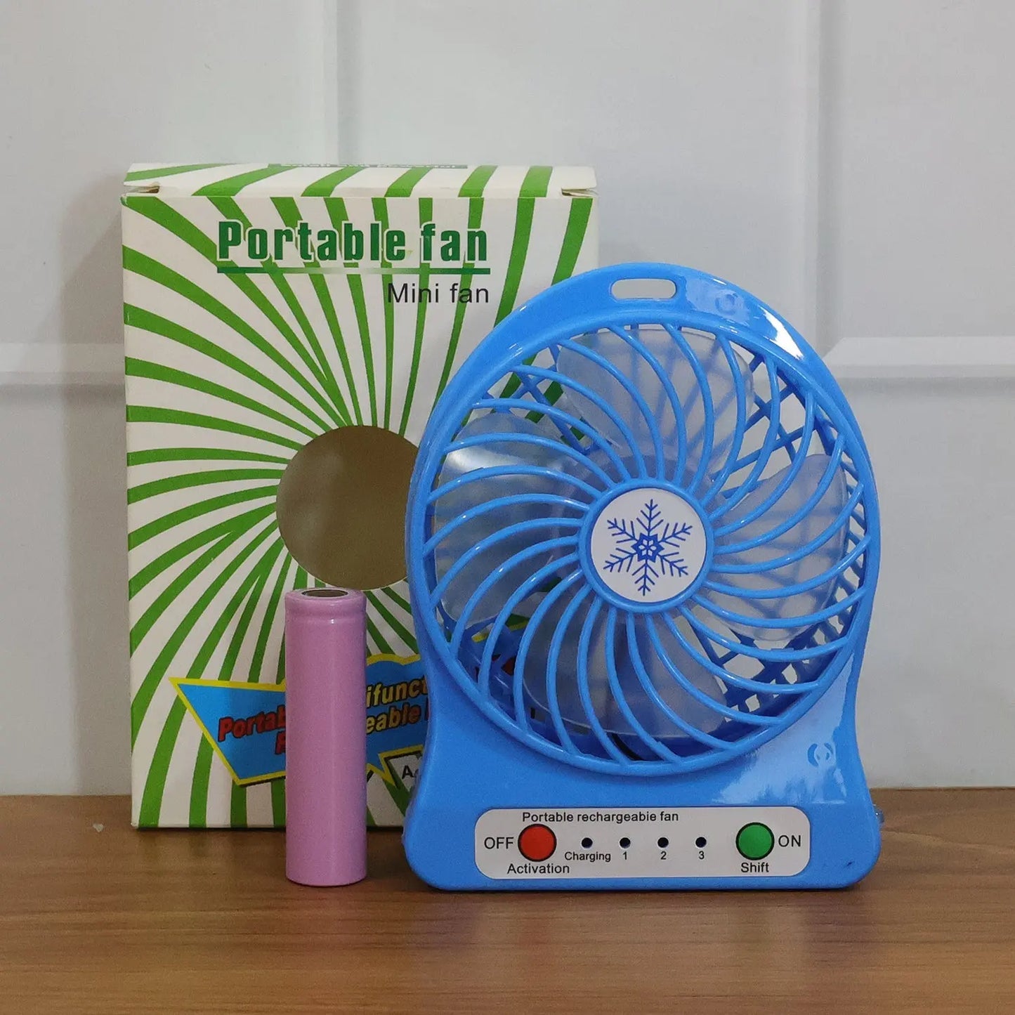 Portable Rechargeable Mini Table Fan With Led Light And Battery (1 Pc) - Grandsell