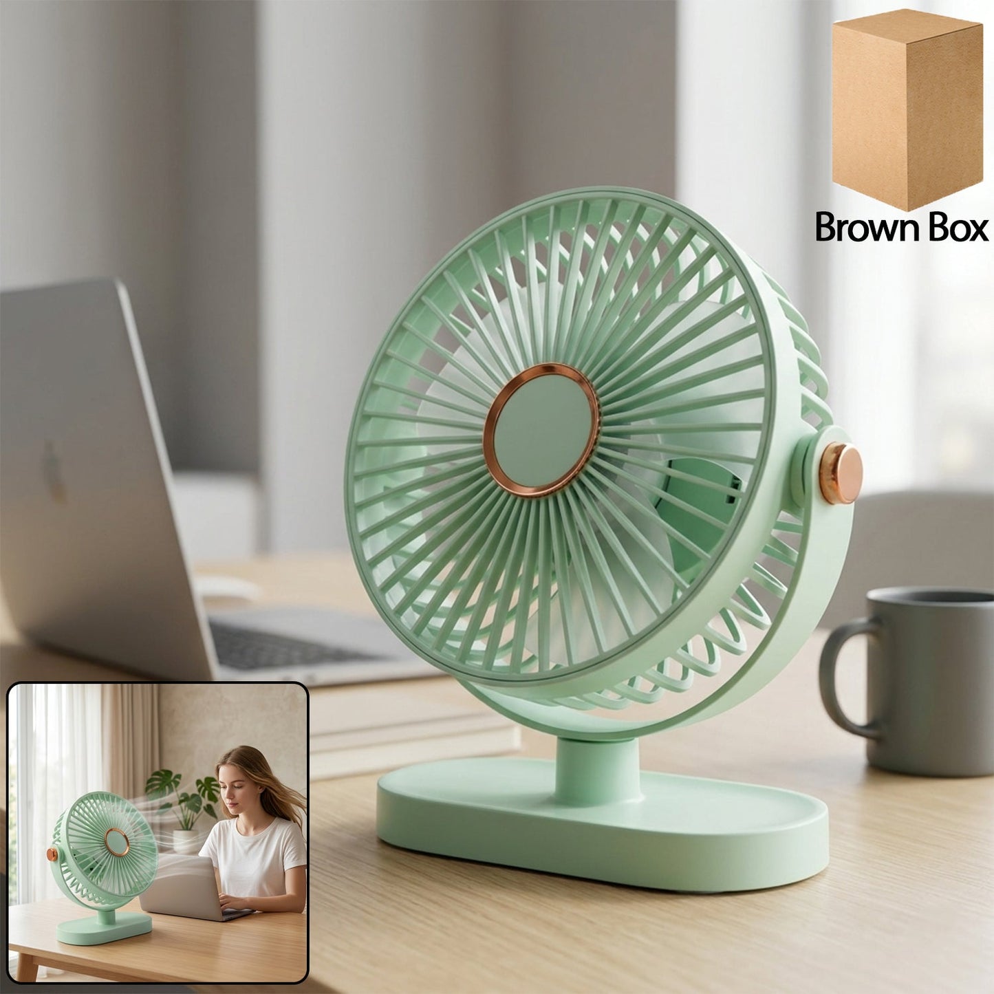 Portable Rechargeable Table Fan Compact Usb Desk Fan - Grandsell