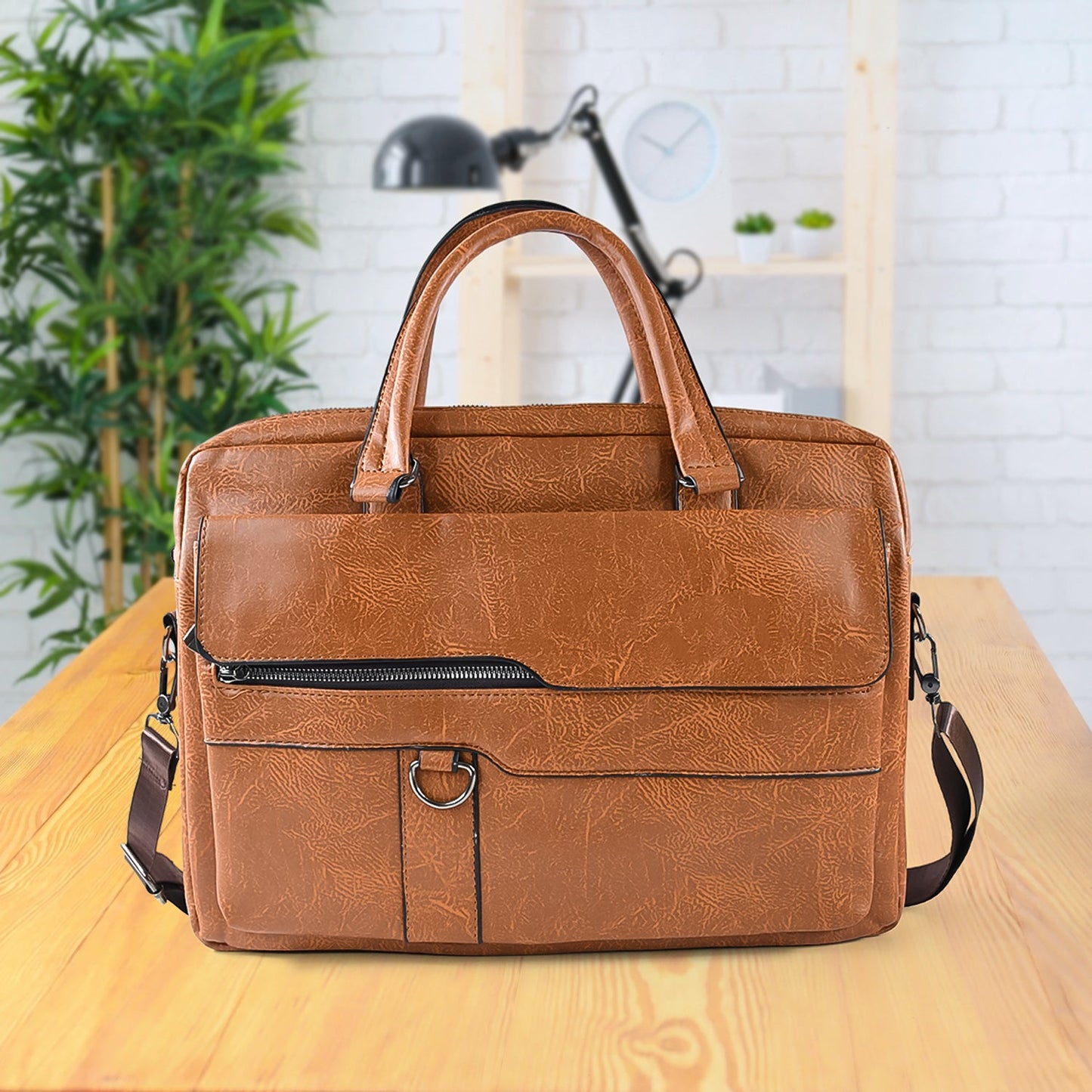 Premium Faux Leather Multipurpose Messenger Briefcase With Shoulder Strap (1 Pc) - Grandsell
