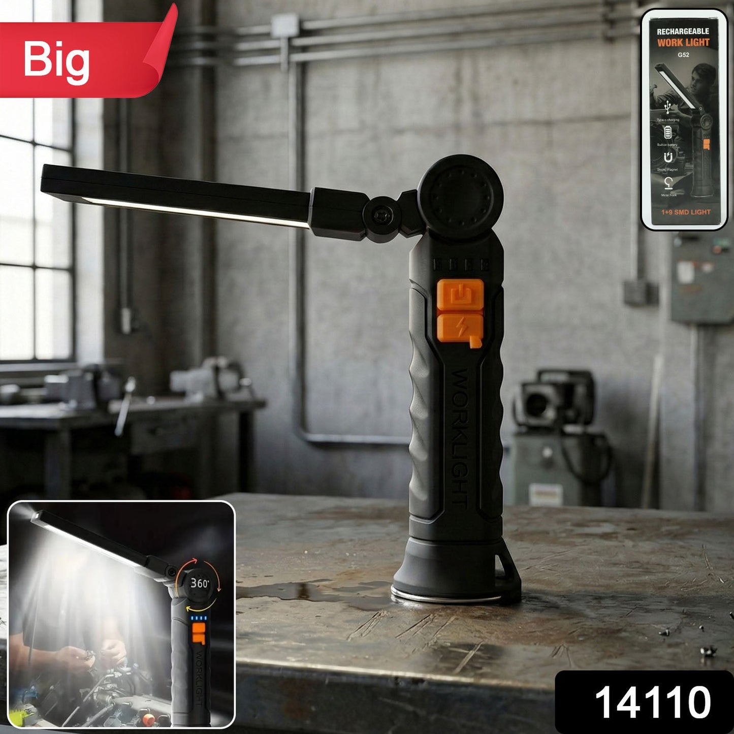 Rechargeable Adjustable Big Led Work Light (1 Pc) - Grandsell