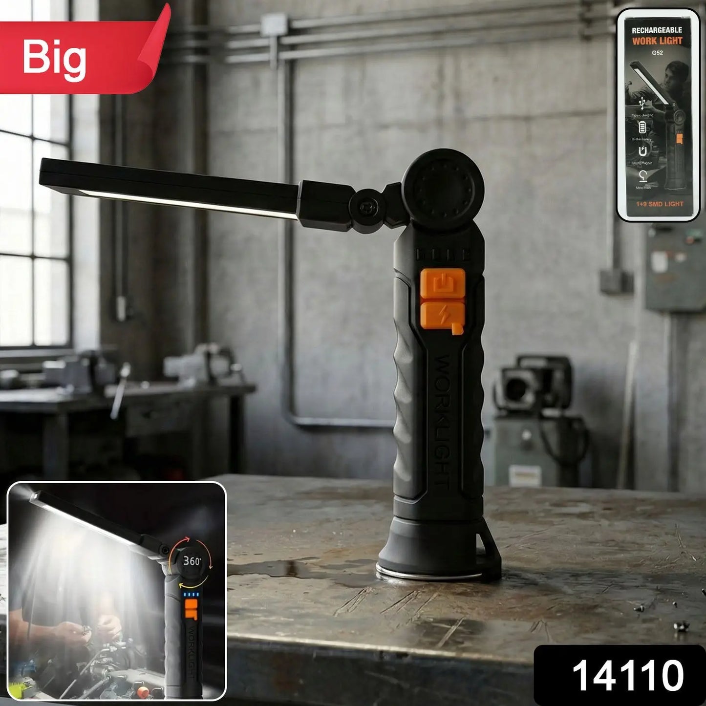 Rechargeable Adjustable Big Led Work Light (1 Pc) - Grandsell