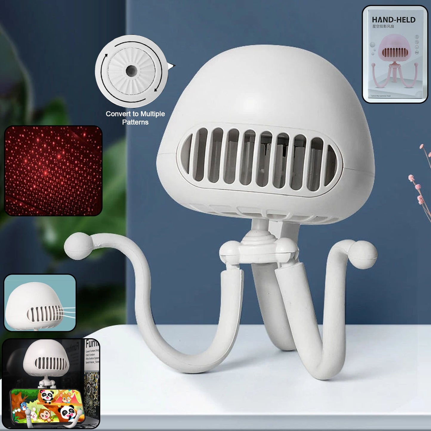 Rechargeable Handheld Mini Projector Fan (1 Pc) - Grandsell