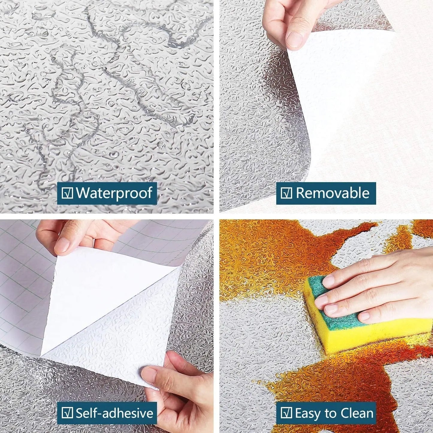 Self - adhesive Kitchen Back Splash Wallpaper Aluminum Foil Wall Paper (60200 Cm) - Grandsell