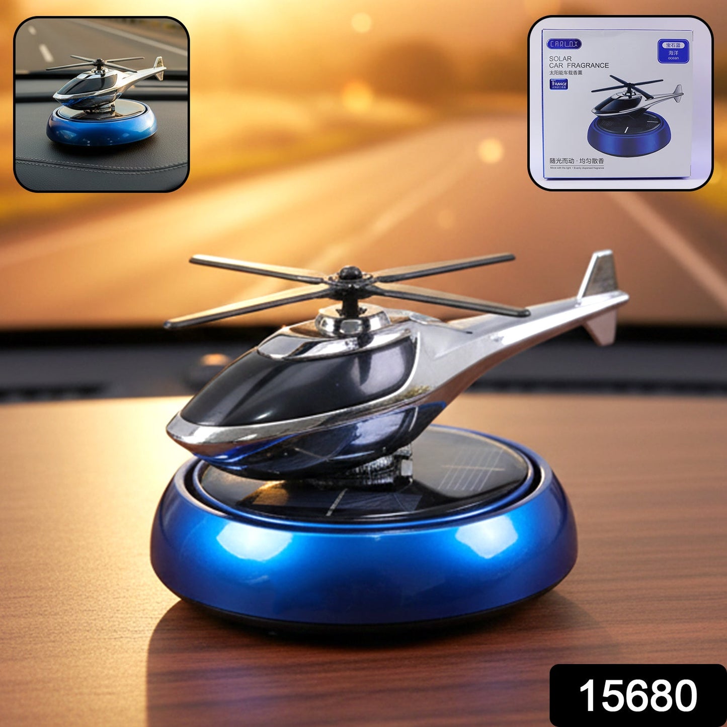 Solar Helicopter Car Dashboard Air Freshener Rotating Perfume Decor - Grandsell
