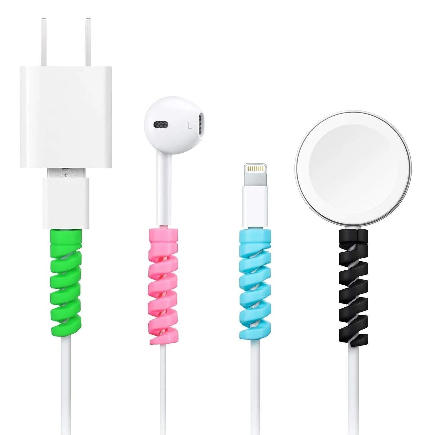 Spiral Charger Cable Protector Data Cable Saver Charging Cords Protective For All Universal Earphone Cable Cover (Pack Of 10) - Grandsell