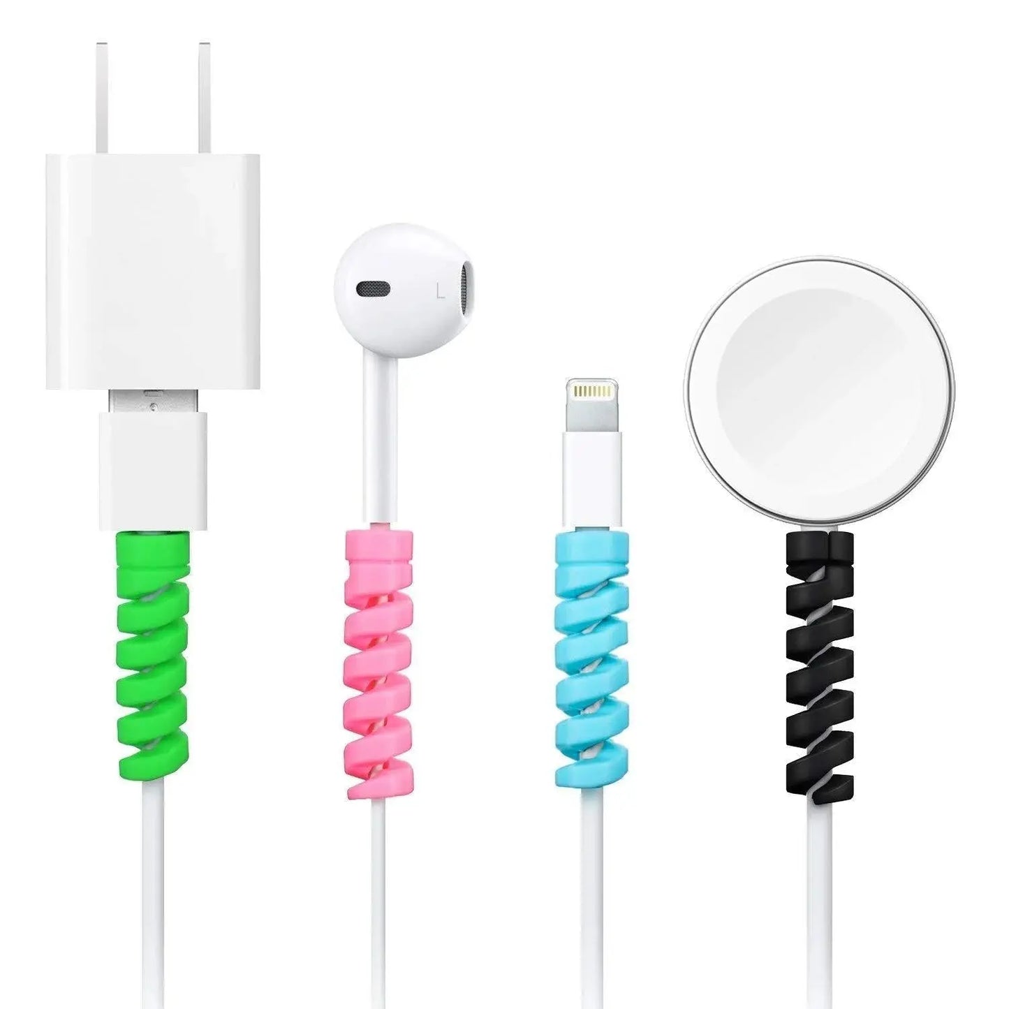 Spiral Charger Cable Protector Data Cable Saver Charging Cords Protective For All Universal Earphone Cable Cover (Pack Of 10) - Grandsell