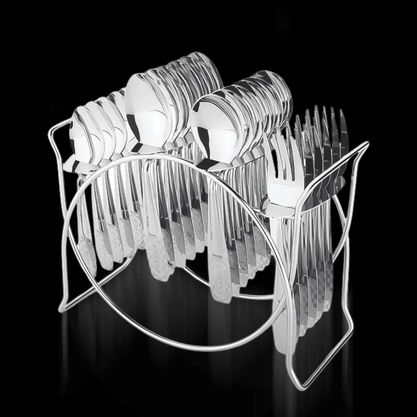 Stainless Steel Cutlery Set With Elegant Storage Stand (24 Pc) - Grandsell