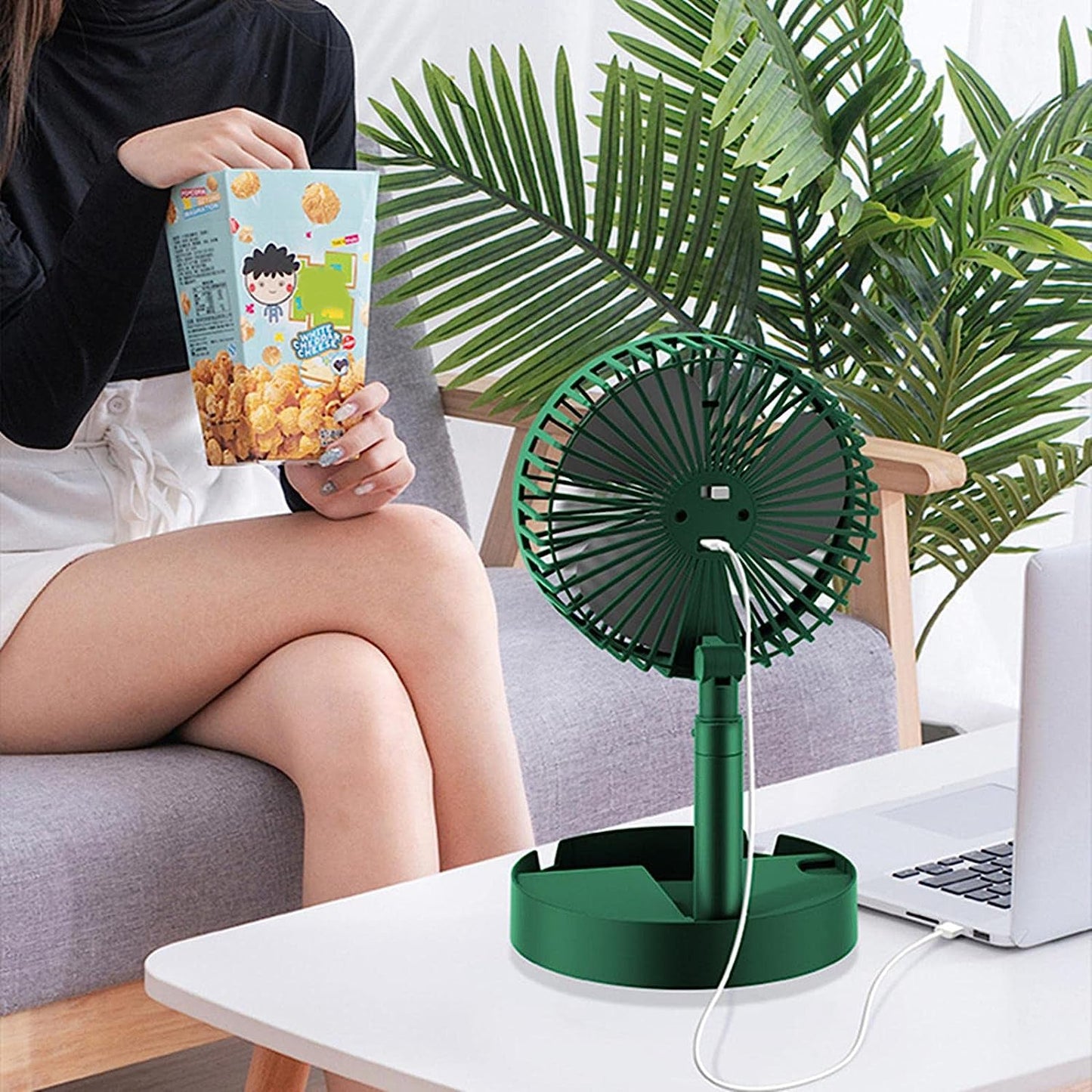 Telescopic Electric Desktop Fan Height Adjustable Foldable Portable For Travelcarry Silent Table Top Personal Fan For Bedside Office Table (Battery Not Include) - Grandsell