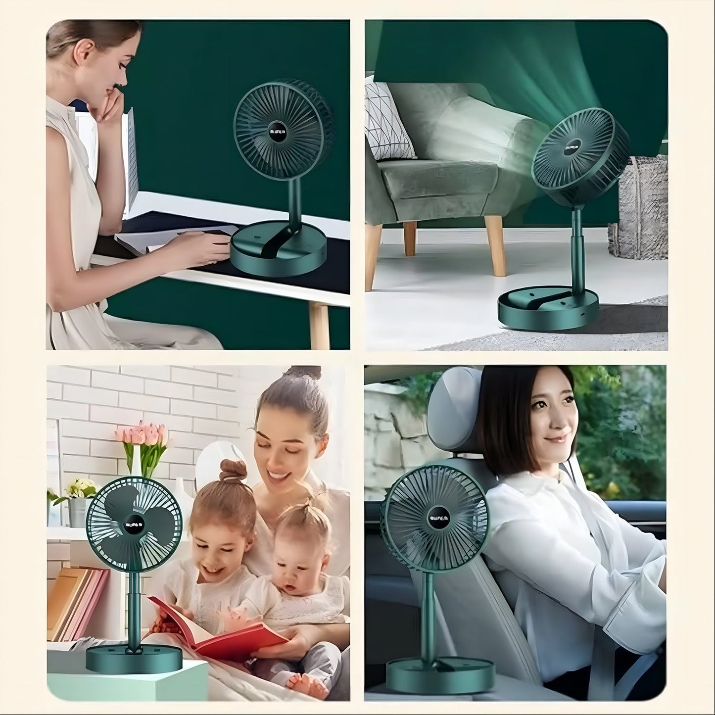 Telescopic Electric Desktop Fan Height Adjustable Foldable Portable For Travelcarry Silent Table Top Personal Fan For Bedside Office Table (Battery Not Include) - Grandsell