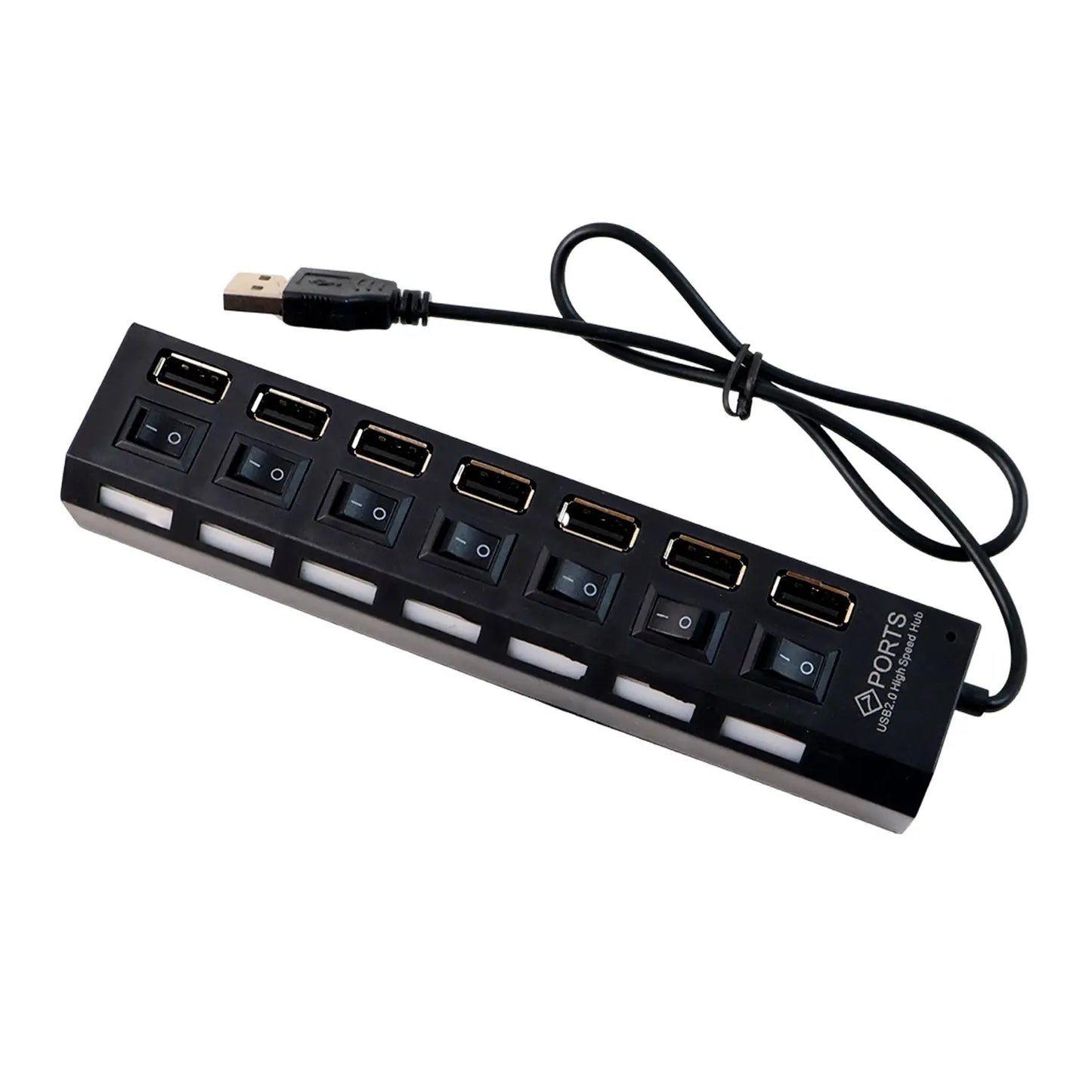 Usb Splitter Multi Port Usb 2.0 Hub 7 Port With Independent Onoff Switch And Led Indicators Usb A Port Data Hub Suitable For Pc Computer Keyboard Laptop Mobile Hdd Flash Drive Camera Etc - Grandsell