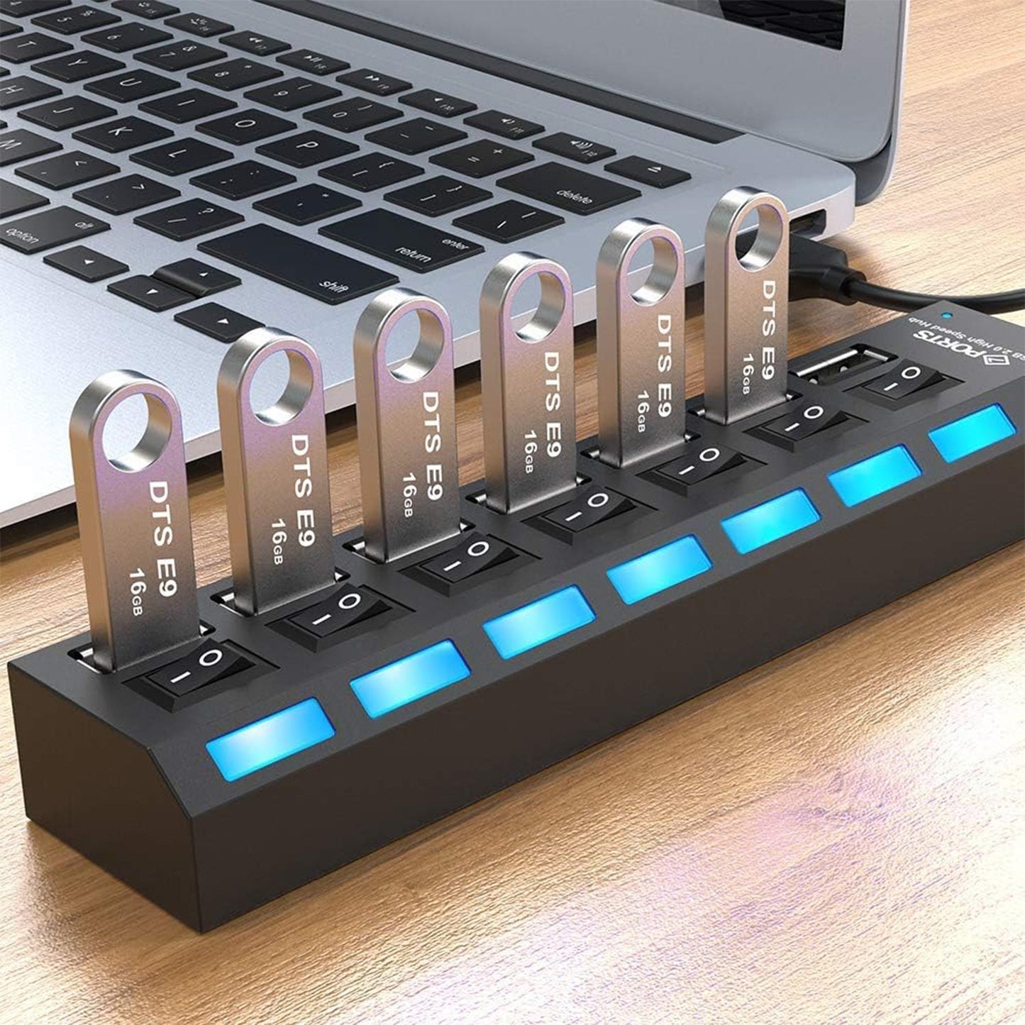 Usb Splitter Multi Port Usb 2.0 Hub 7 Port With Independent Onoff Switch And Led Indicators Usb A Port Data Hub Suitable For Pc Computer Keyboard Laptop Mobile Hdd Flash Drive Camera Etc - Grandsell