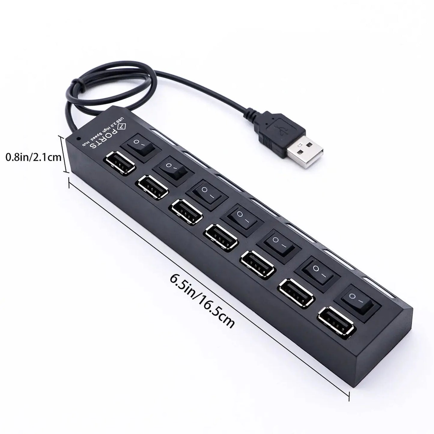 Usb Splitter Multi Port Usb 2.0 Hub 7 Port With Independent Onoff Switch And Led Indicators Usb A Port Data Hub Suitable For Pc Computer Keyboard Laptop Mobile Hdd Flash Drive Camera Etc - Grandsell