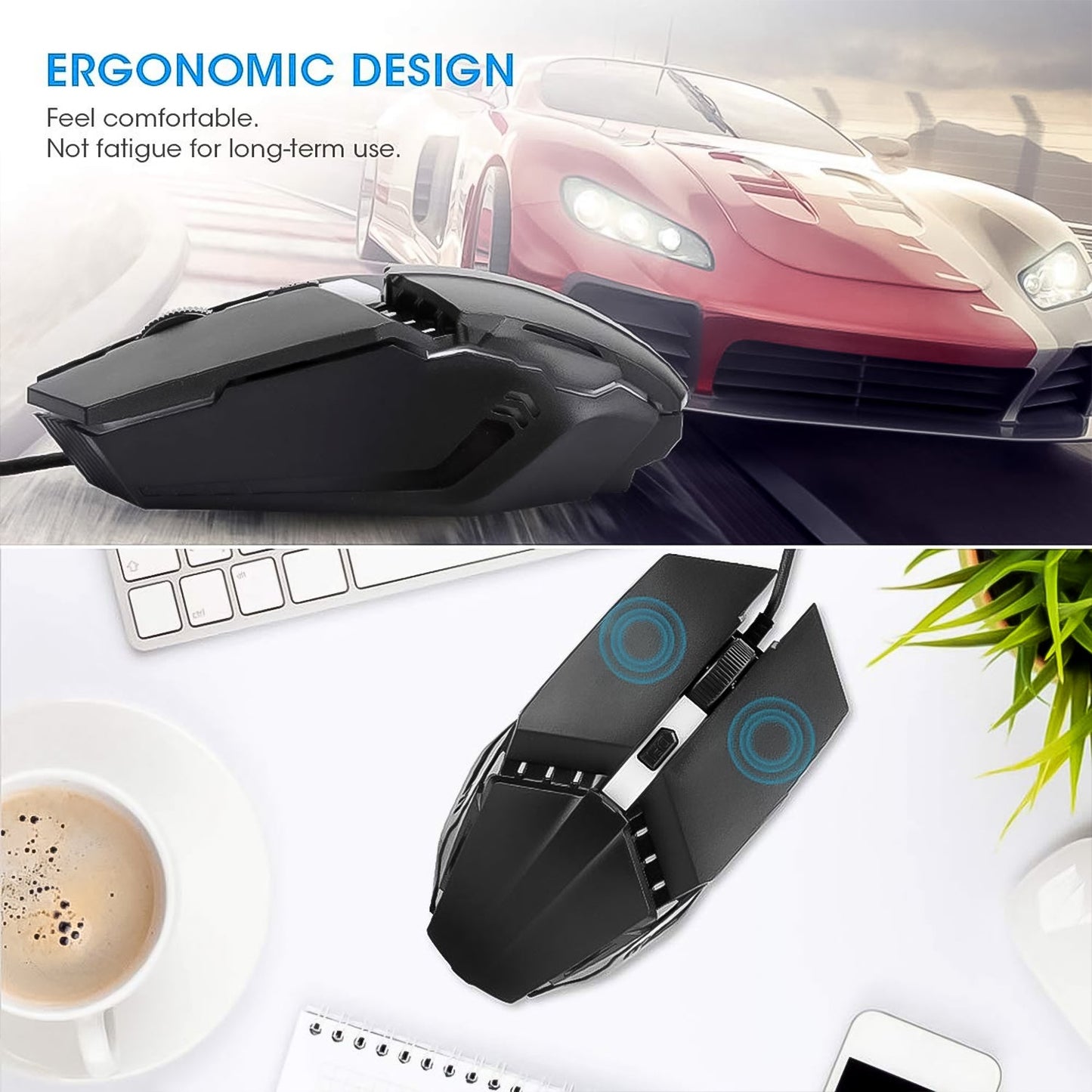 Usb Wired Mouse Ergonomic Design Gaming Mouse (1 Pc) - Grandsell