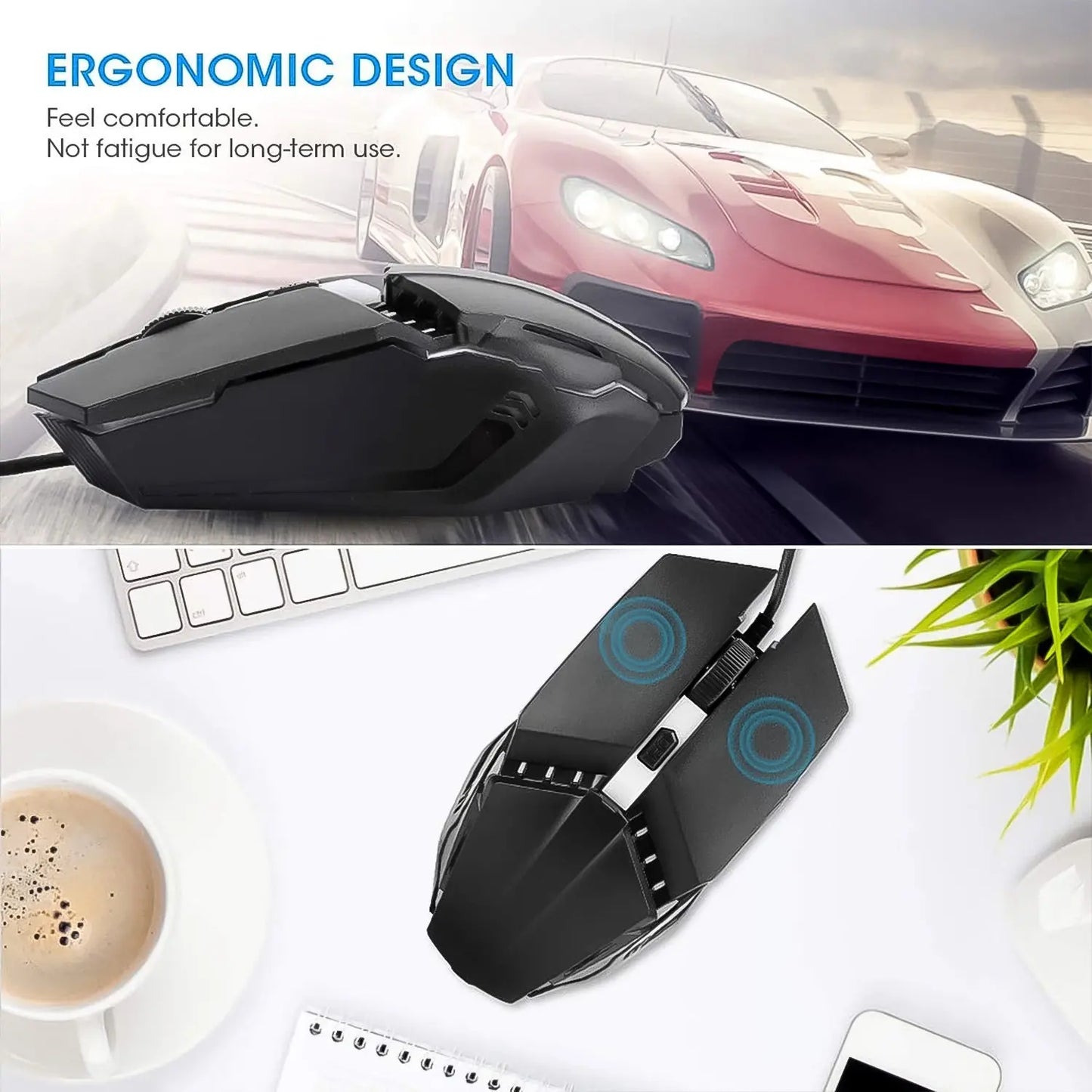 Usb Wired Mouse Ergonomic Design Gaming Mouse (1 Pc) - Grandsell