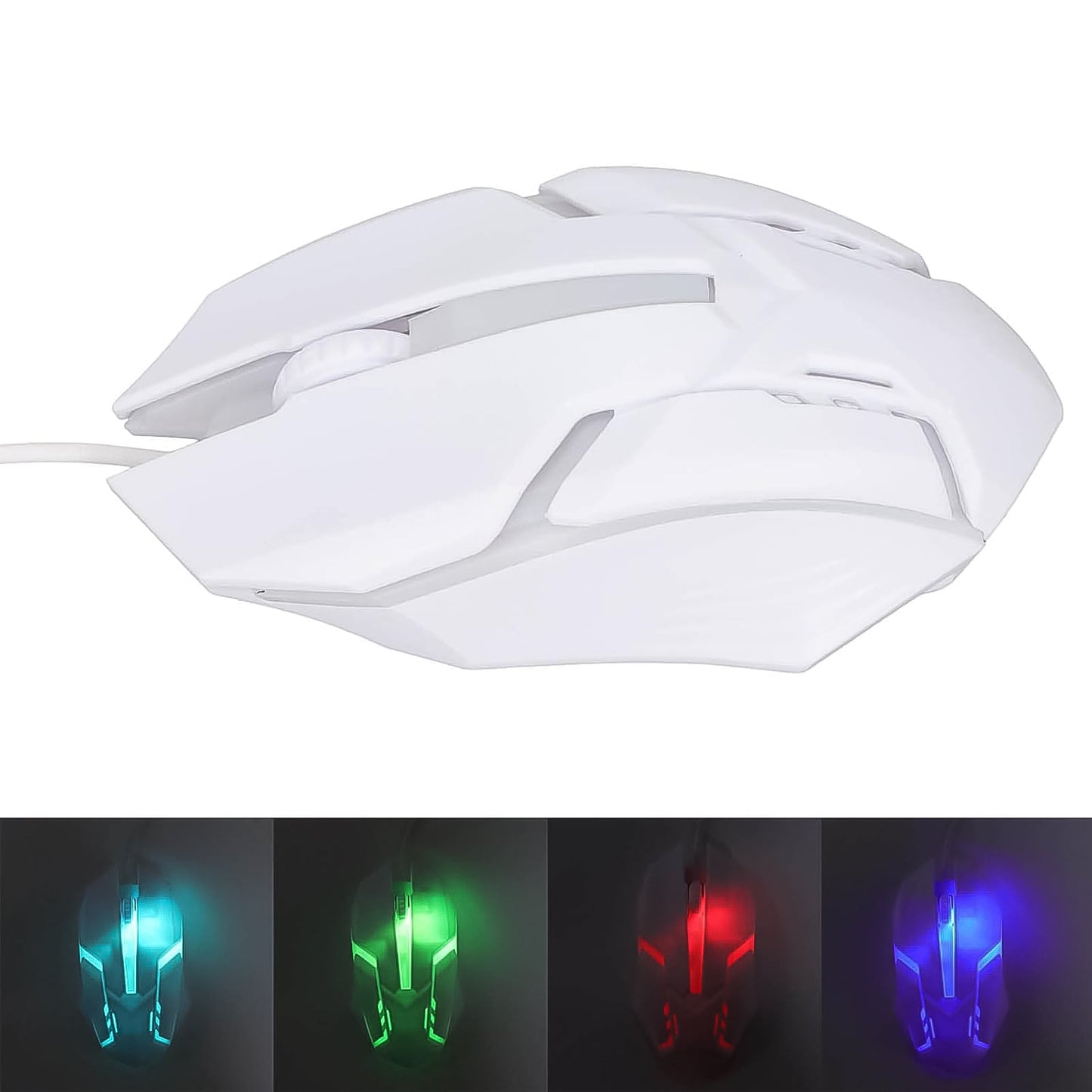 Usb Wired Mouse Gaming Mouse Colorful Lighting Luminous (1 Pc Wihte) - Grandsell
