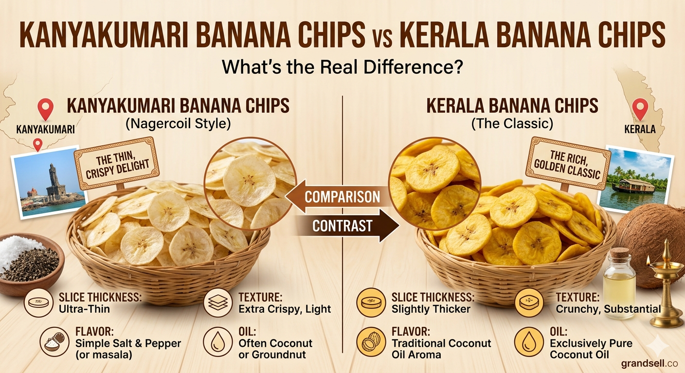 Kanyakumari Banana Chips vs Kerala Banana Chips — What's the Real Difference?