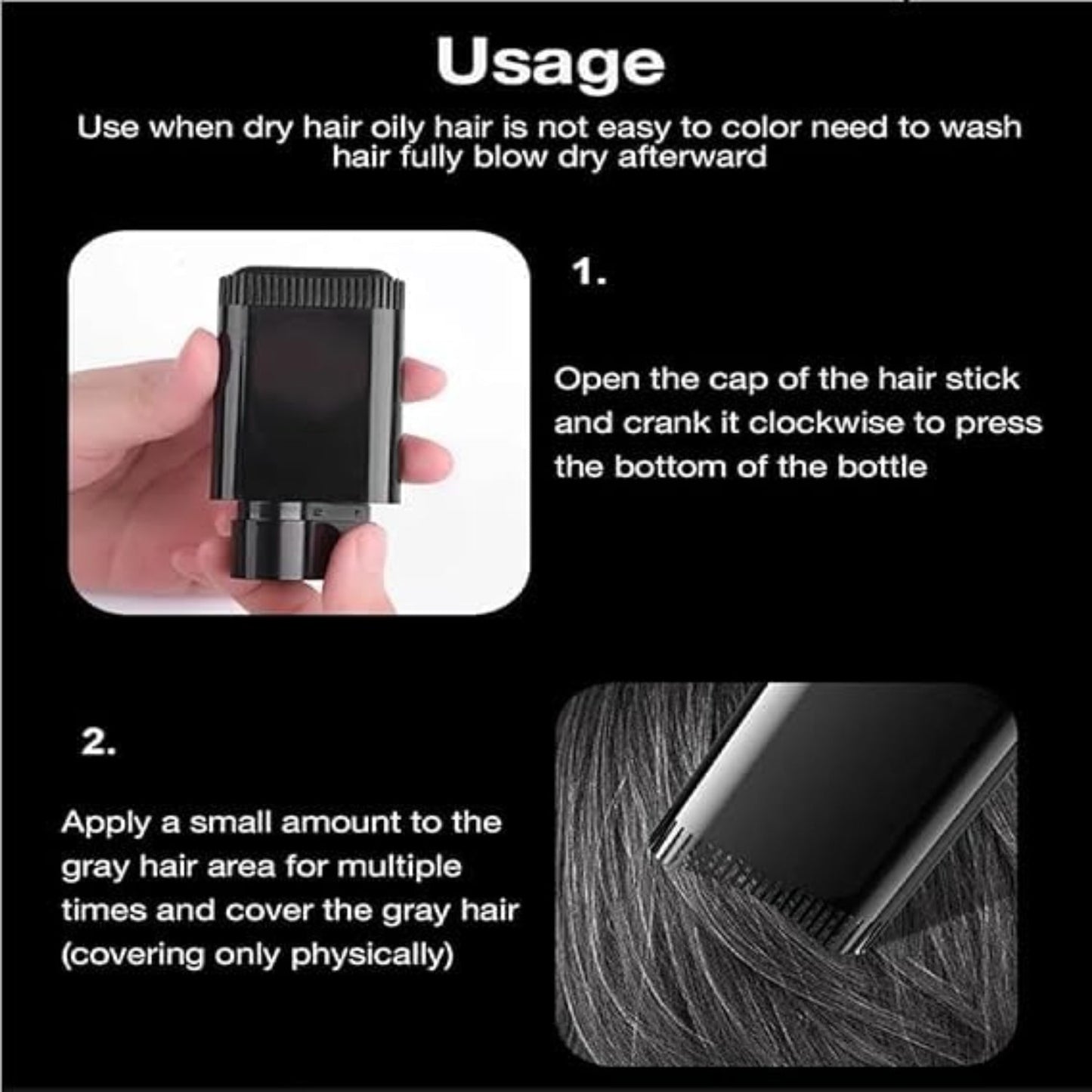 2 - in - 1 Hair Color Stick & Comb – Instant Hair Dye & Root Touch - Up Tool - Grandsell