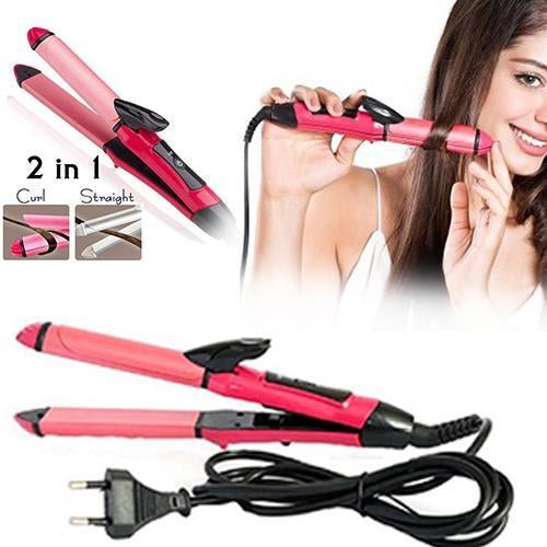 2 In 1 Hair Straightener And Curler Machine For Women Curl Straight Hair Iron - Grandsell