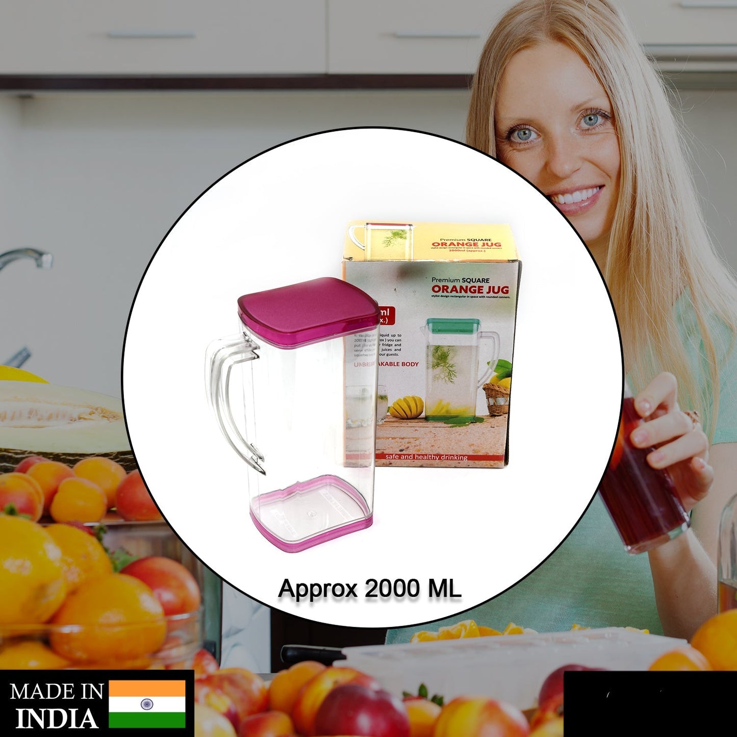 2000ml Square Jug For Carrying Water And Types Of Juices And Beverages And All. - Grandsell