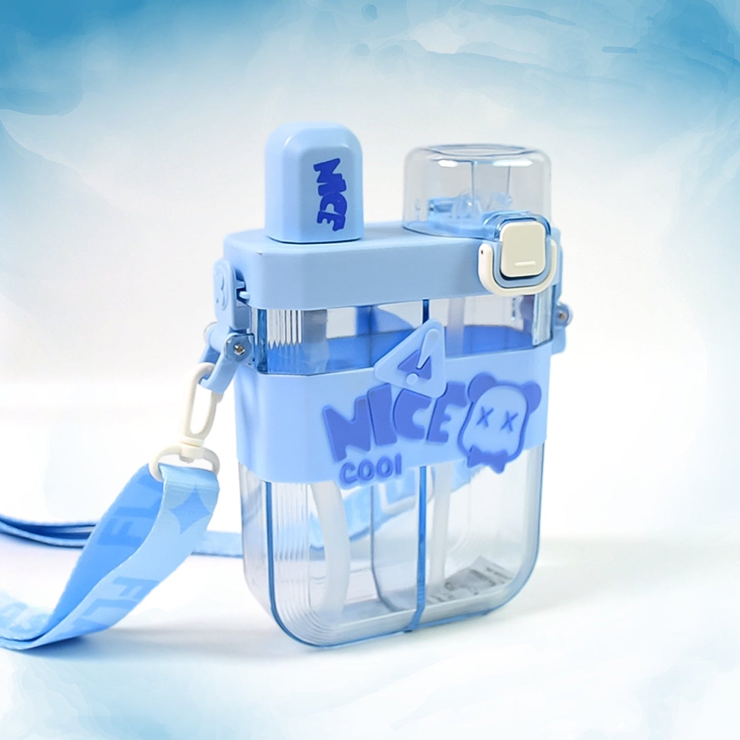 2in1 Dual Compartment Water Bottle With Straw And Adjustable Shoulder Straps (1 Pc Multi Color) - Grandsell