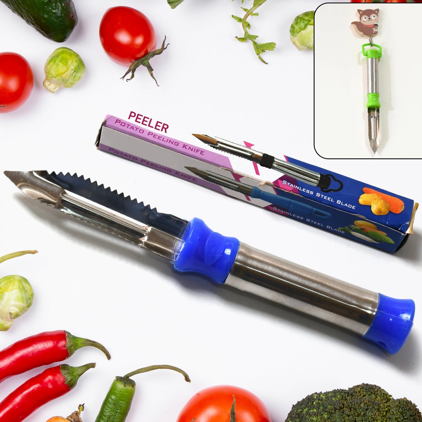 2in1 Multi - purpose Stainless Steel Peeler With Hanging Ring For Vegetables Potato Peeler Carrot Grated Suitable For Peeling And Shredding Fruit And Vegetables Kitchen Accessories Piller (1 Pc) - Grandsell