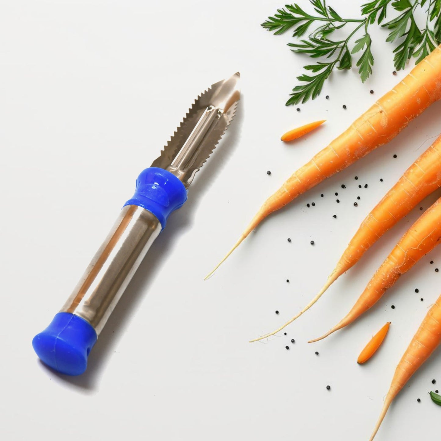 2in1 Multi - purpose Stainless Steel Peeler With Hanging Ring For Vegetables Potato Peeler Carrot Grated Suitable For Peeling And Shredding Fruit And Vegetables Kitchen Accessories Piller (1 Pc) - Grandsell
