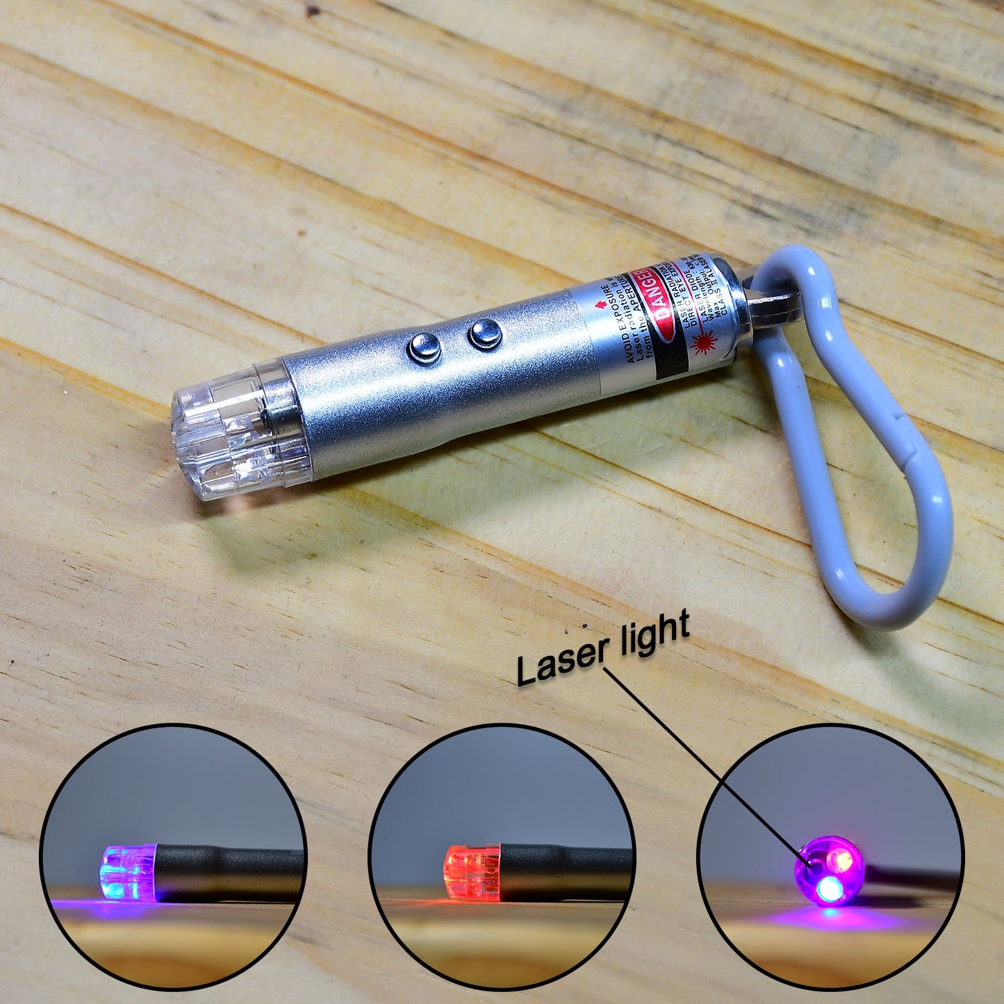 3 In1 Laser Light Led Flashlight + Torch Keychain + Laser Pointer - Grandsell