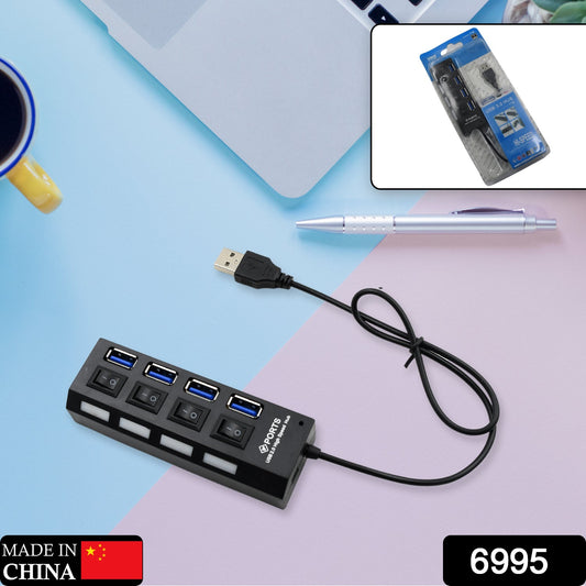 4 Port Usb Hub Usb 2.0 Hub Splitter High Speed With Onoff Switch Multi Led Adapter Compatible With Tablet Laptop Computer Notebook - Grandsell