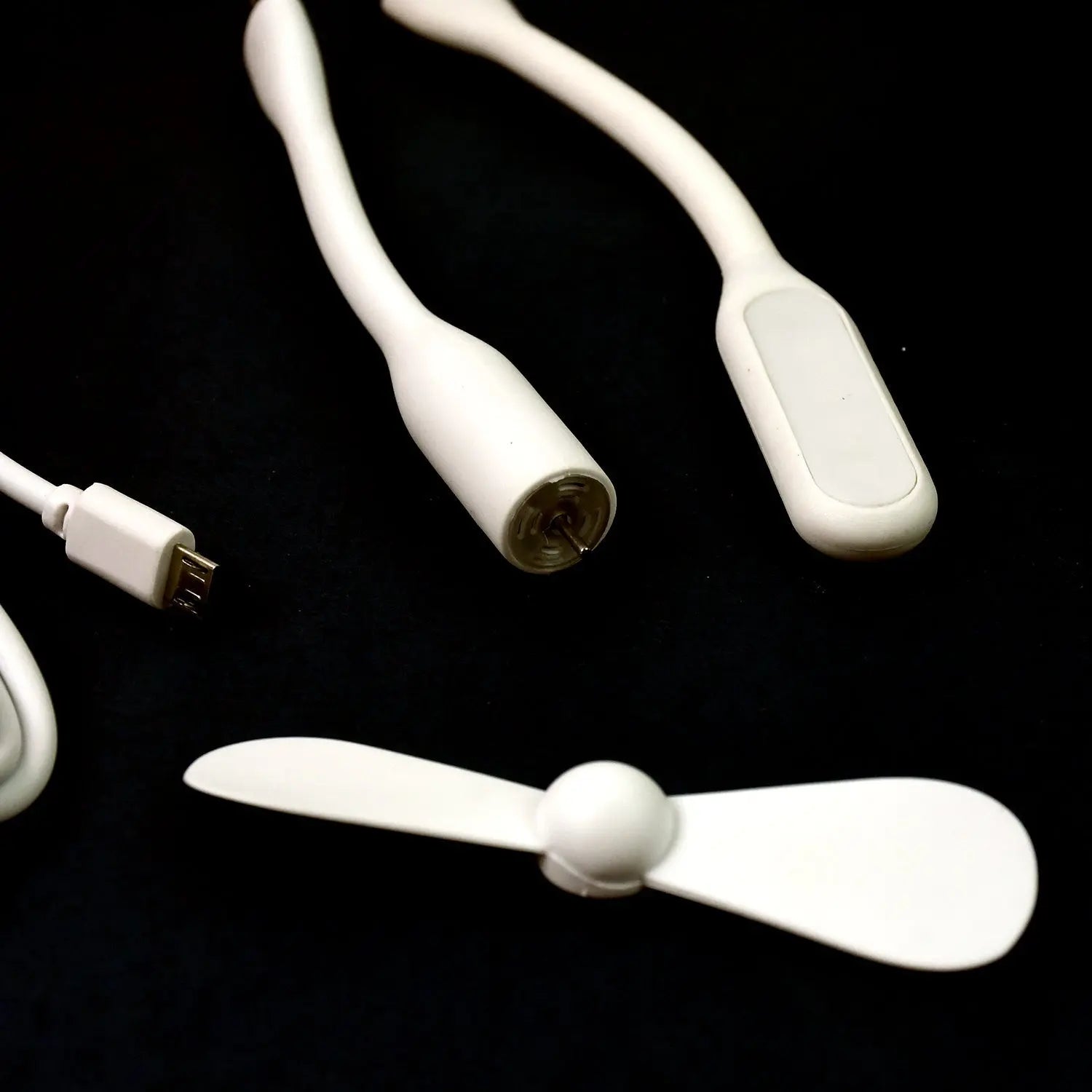Portable Mini USB Fan USB LED Light and Micro USB Cable 3 Piece Accessory Set