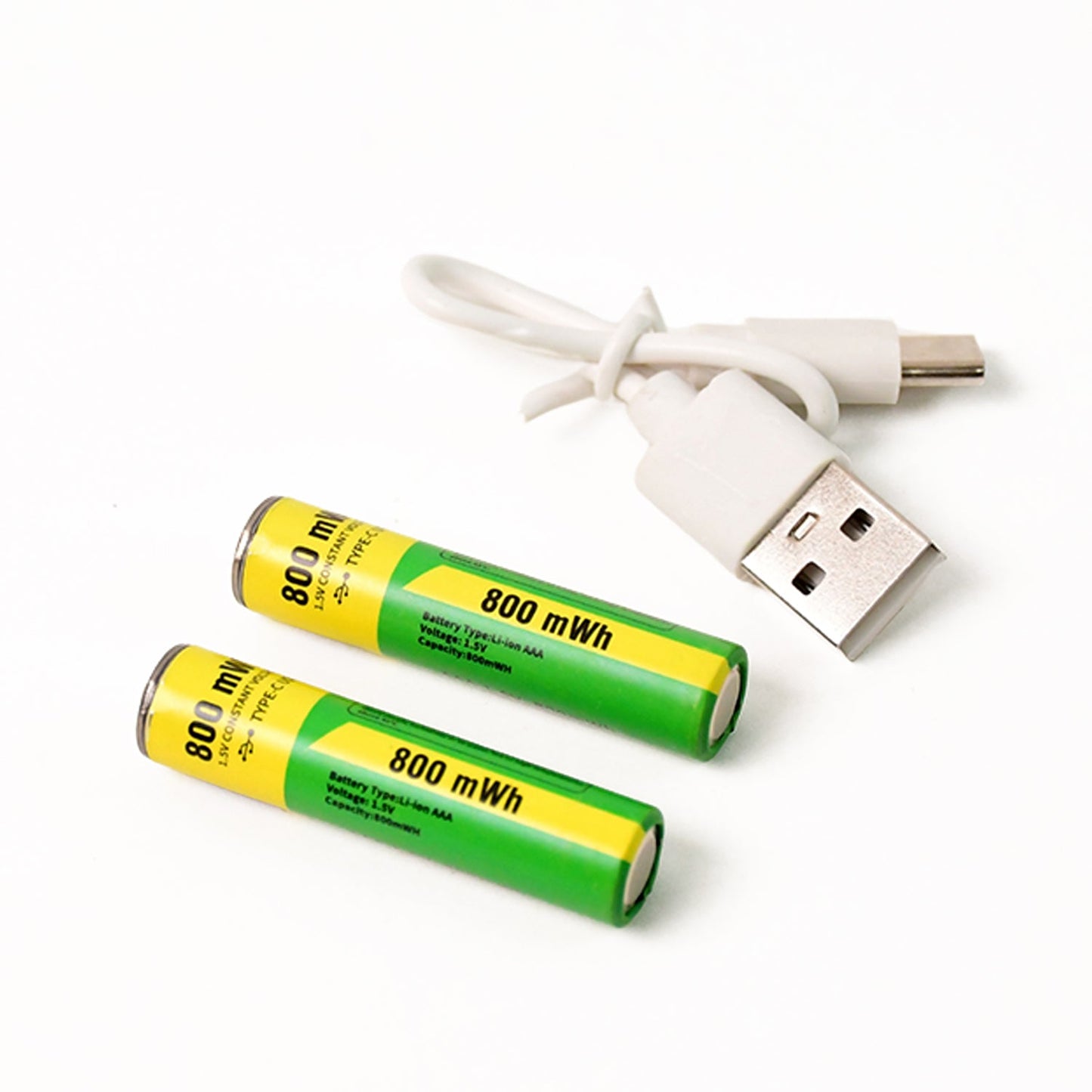 Aaa Rechargeable 800 Mwh Batteries With Recharging Cable (2 Pc Set) - Grandsell
