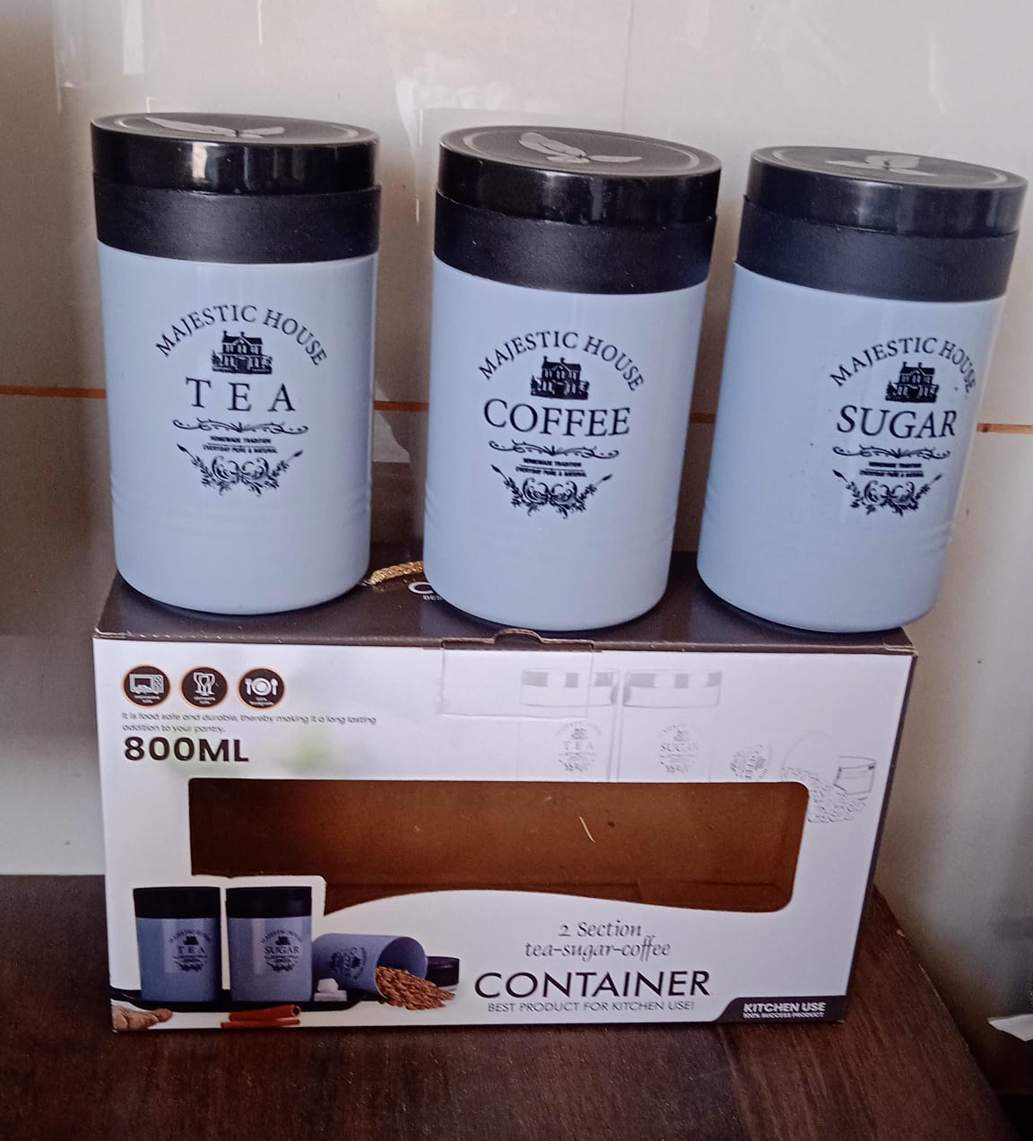 Accurate Seal Tea Sugar Coffee Container - 3 Pcs Plastic Damru Shaped Tea Coffee Sugar Canisters Jar New Airtight Food Seal Containers For Salt Dry Fruit Grocery Multicolor (3 Pcs Set) - Grandsell