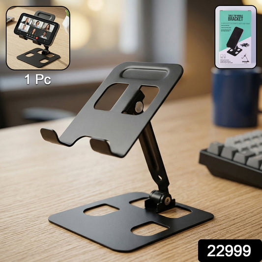 Adjustable Metal Table Top Mobile Stand for Smartphone & Tablet | Foldable Desk Phone Holder with Multi - Angle Viewing - Grandsell