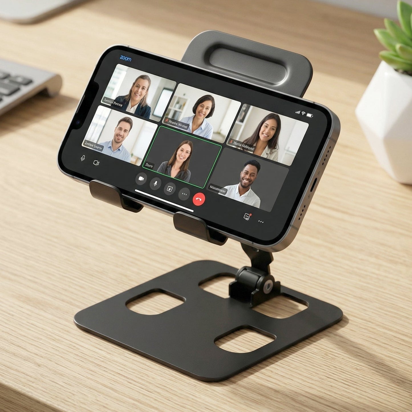 Adjustable Metal Table Top Mobile Stand for Smartphone & Tablet | Foldable Desk Phone Holder with Multi - Angle Viewing - Grandsell