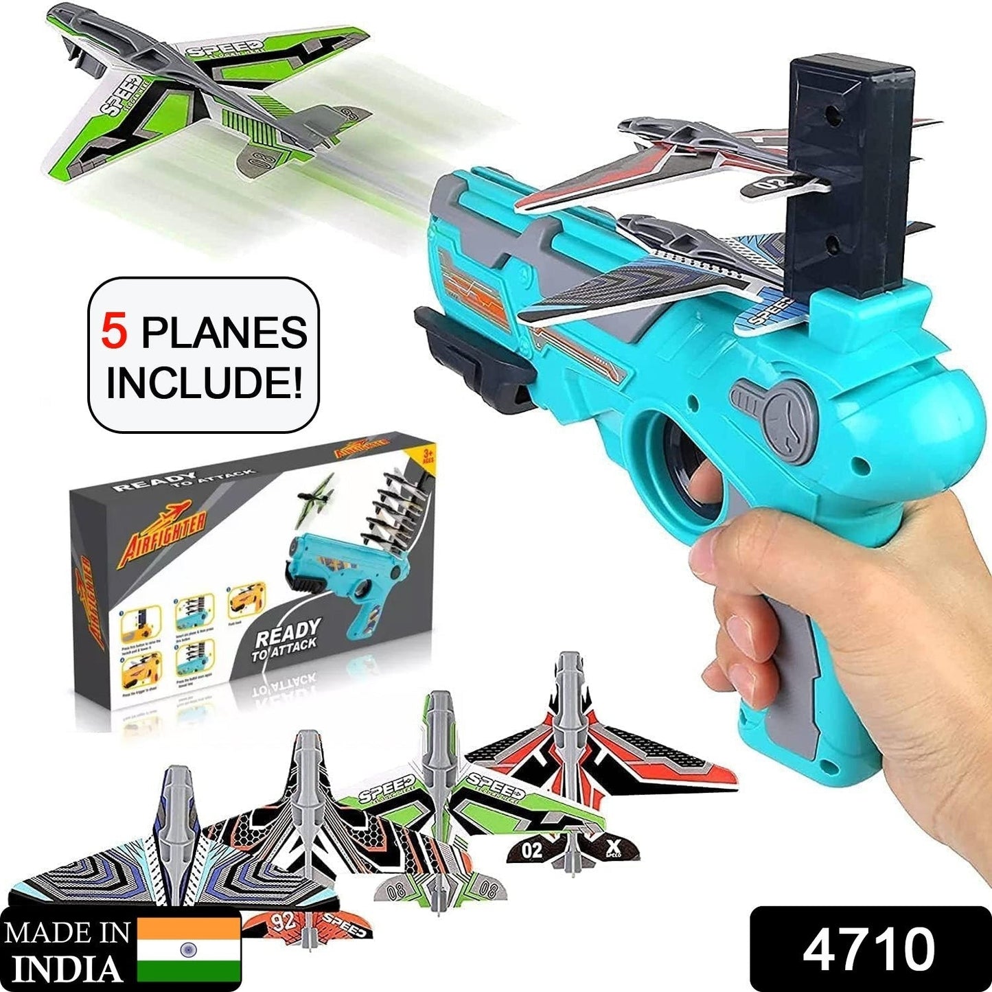 Airplane Launcher Gun Toy With Foam Glider Planes Outdoor Games For Children Best Aeroplane Toys For Kids Air Battle Gun Toys ( 5 Plane Include ) - Grandsell