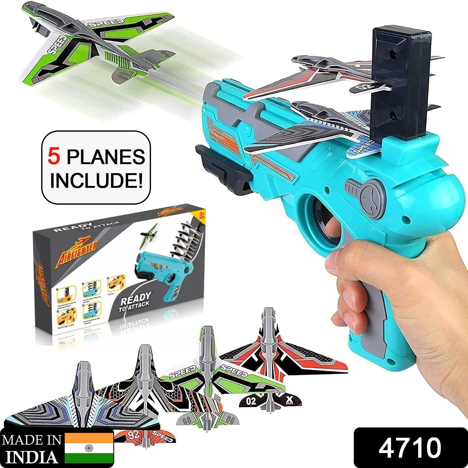 Airplane Launcher Gun Toy With Foam Glider Planes Outdoor Games For Children Best Aeroplane Toys For Kids Air Battle Gun Toys ( 5 Plane Include ) - Grandsell
