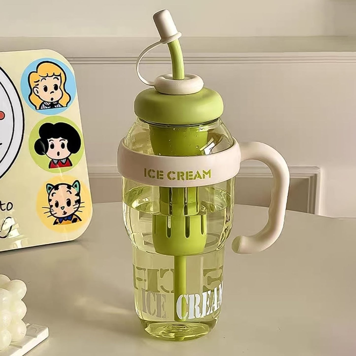 Cute Straw Water Bottle for Adults- Grandsell
