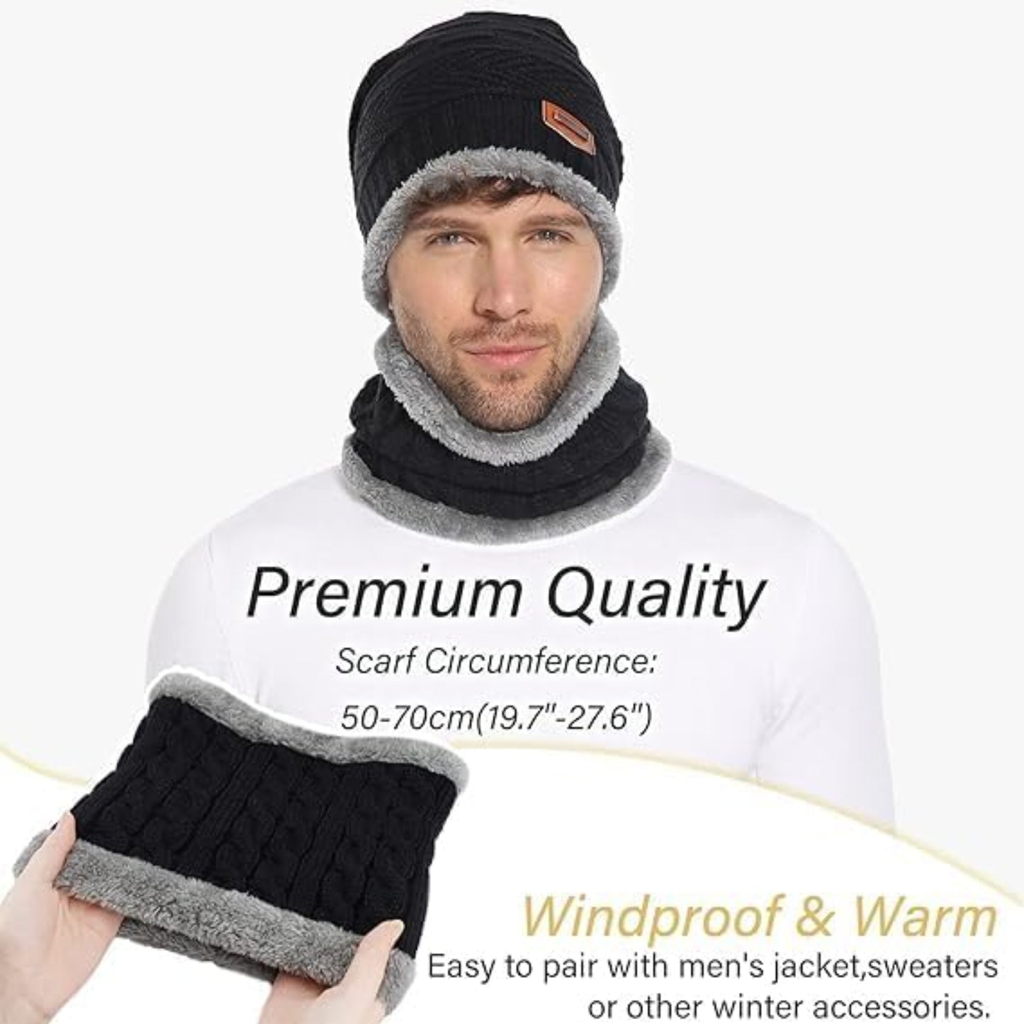 Beanie Cap & Muffler Set for Men – Warm Winter Accessory | Grandsell - Grandsell