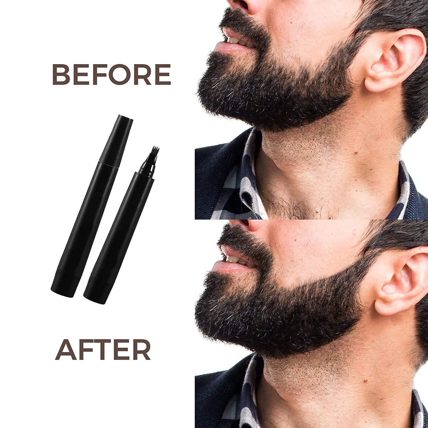 Beard Pencil Filler for Men – Barber Styling Pen with Bristle Beard Brush - Grandsell