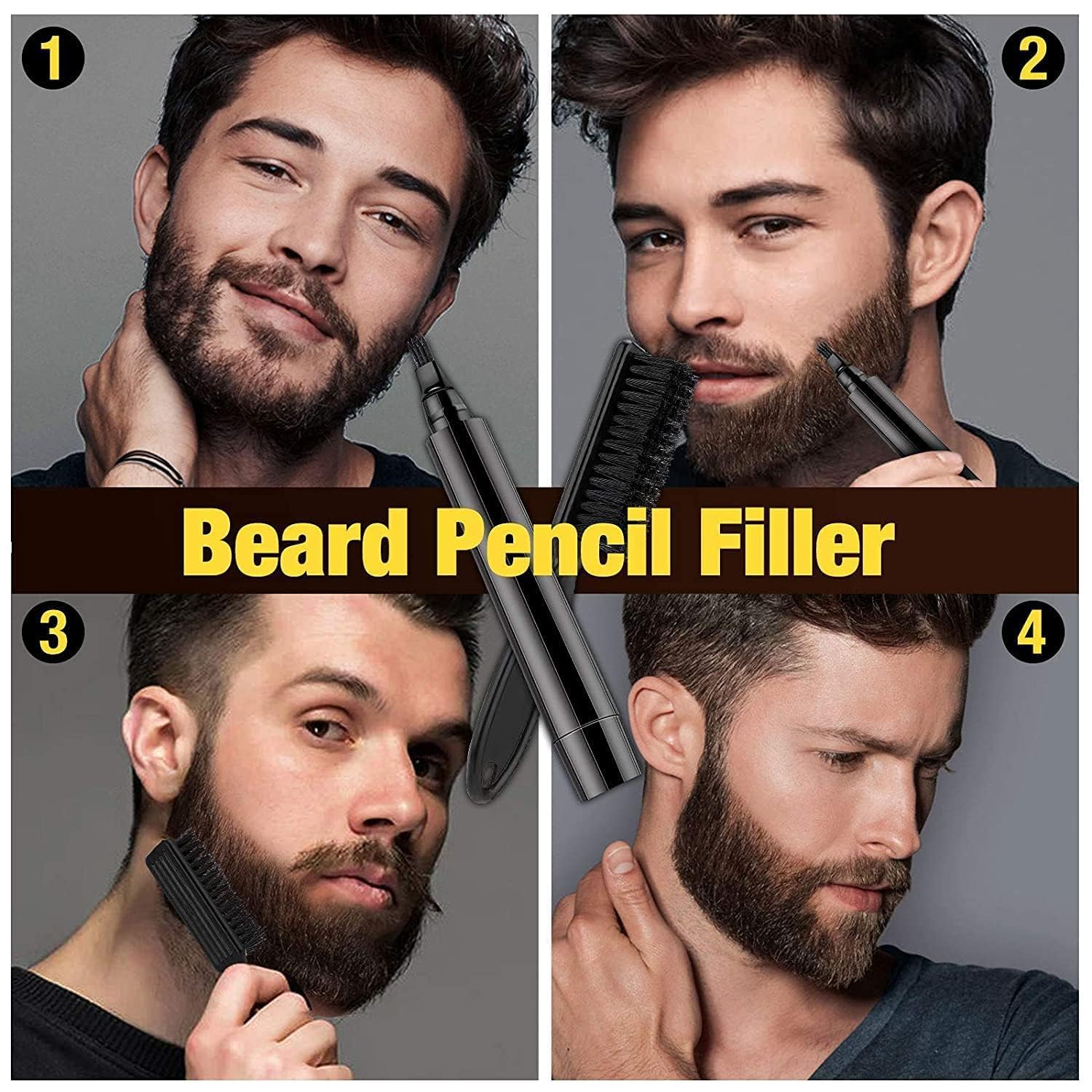 Beard Pencil Filler for Men – Barber Styling Pen with Bristle Beard Brush - Grandsell