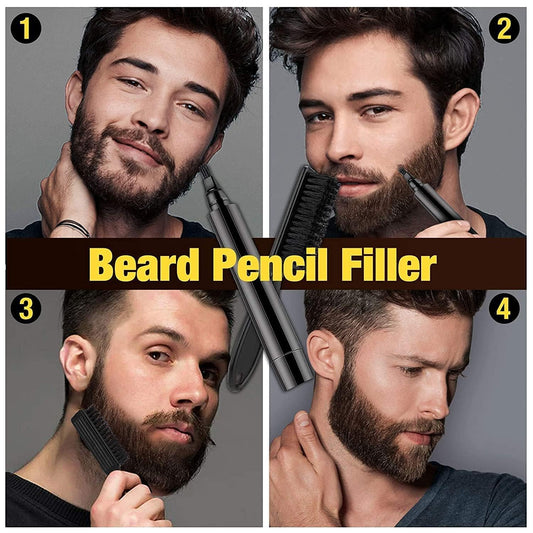 Beard Pencil Filler for Men – Barber Styling Pen with Bristle Beard Brush - Grandsell