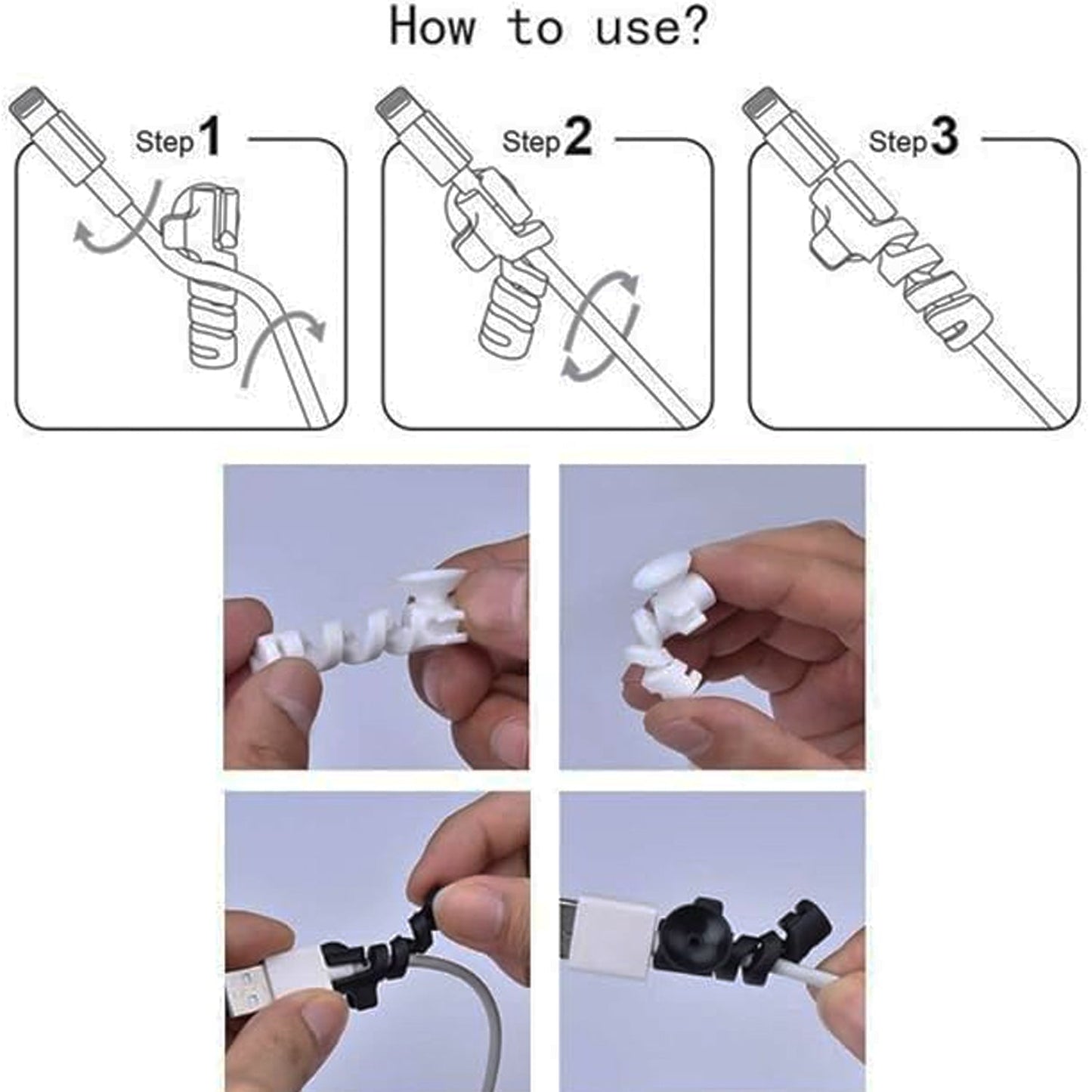 Cable Cord Protector Saver With Suction End (Suction Winder 4 Pcs Set) - Grandsell