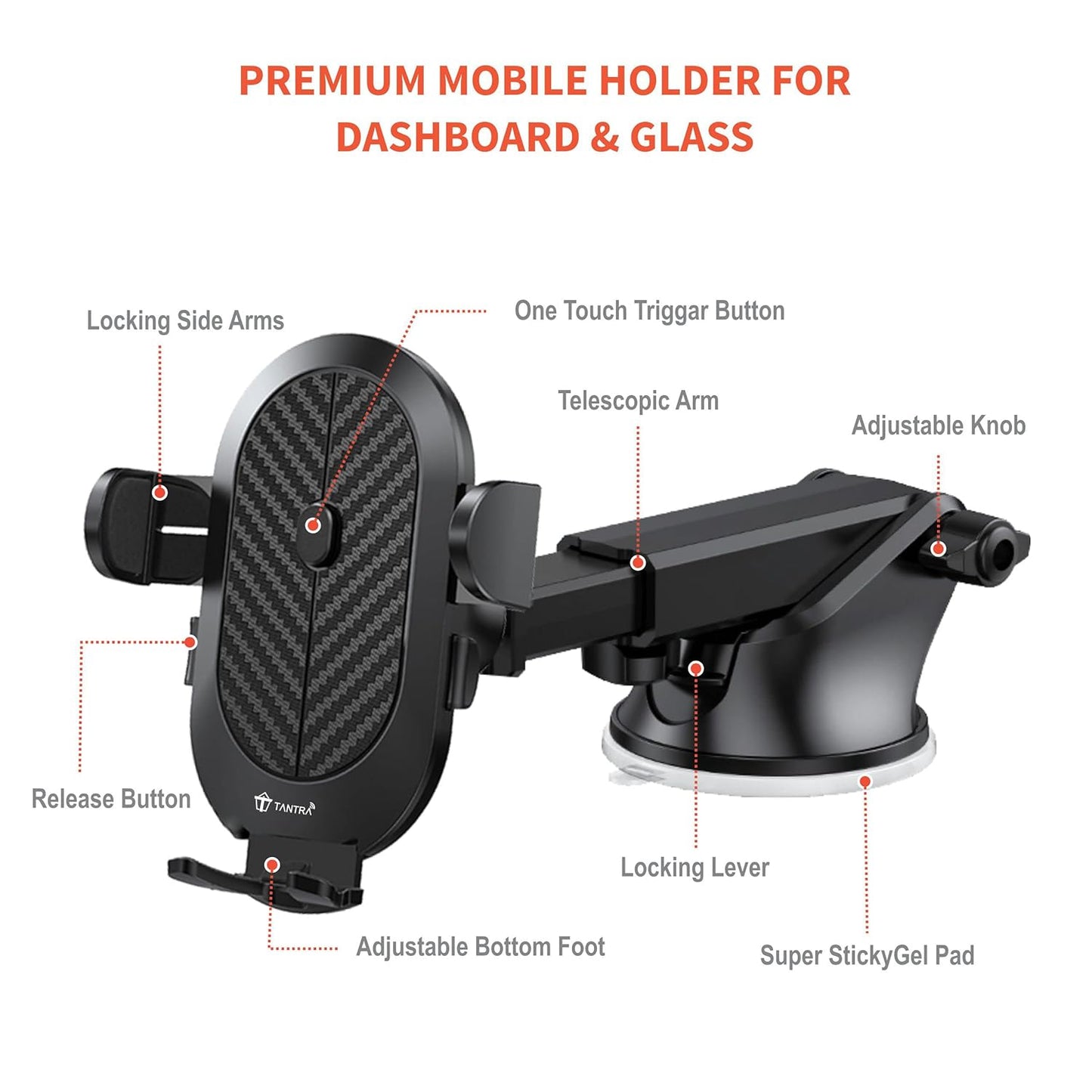 Car Mount Phone Holder – Universal Dashboard & Windshield Mobile Stand - Grandsell