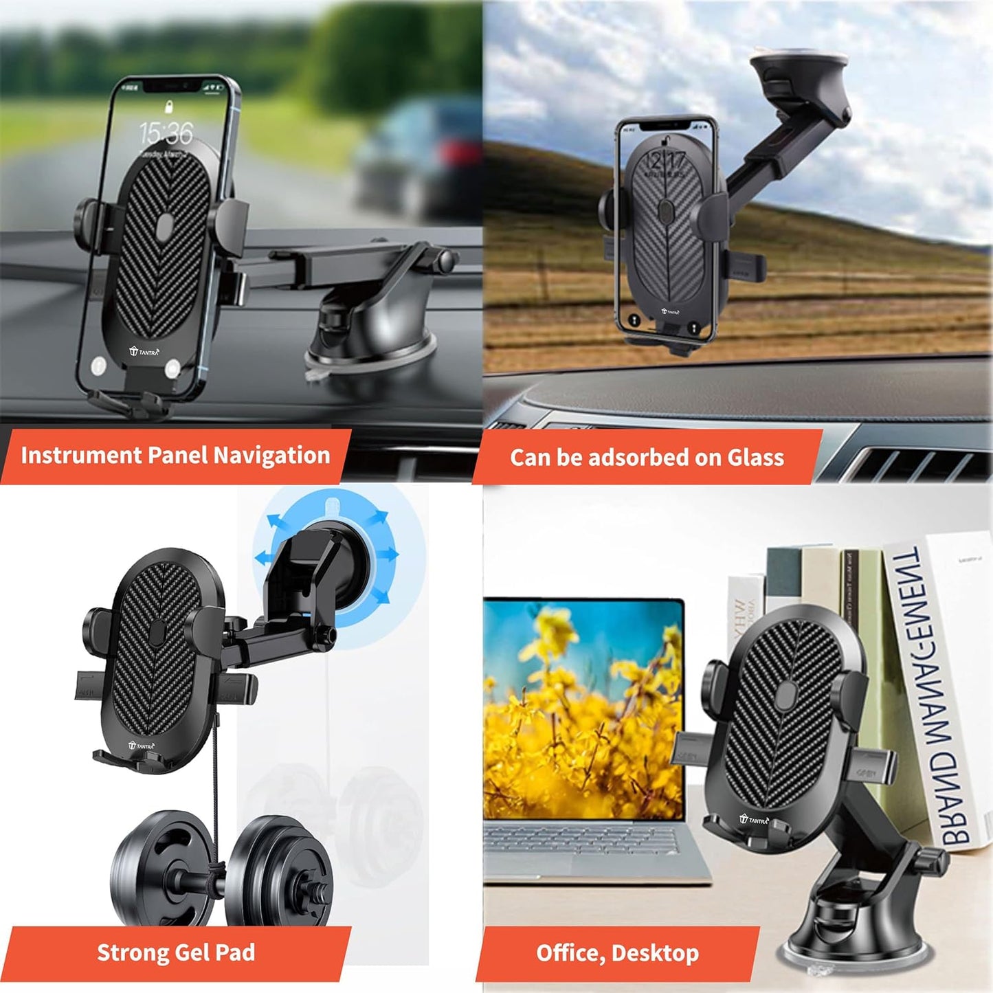 Car Mount Phone Holder – Universal Dashboard & Windshield Mobile Stand - Grandsell