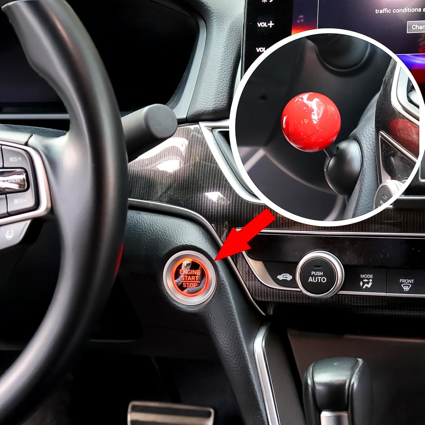 Car Push Start Button Rocker Cover Ball Design (1 Pc) - Grandsell
