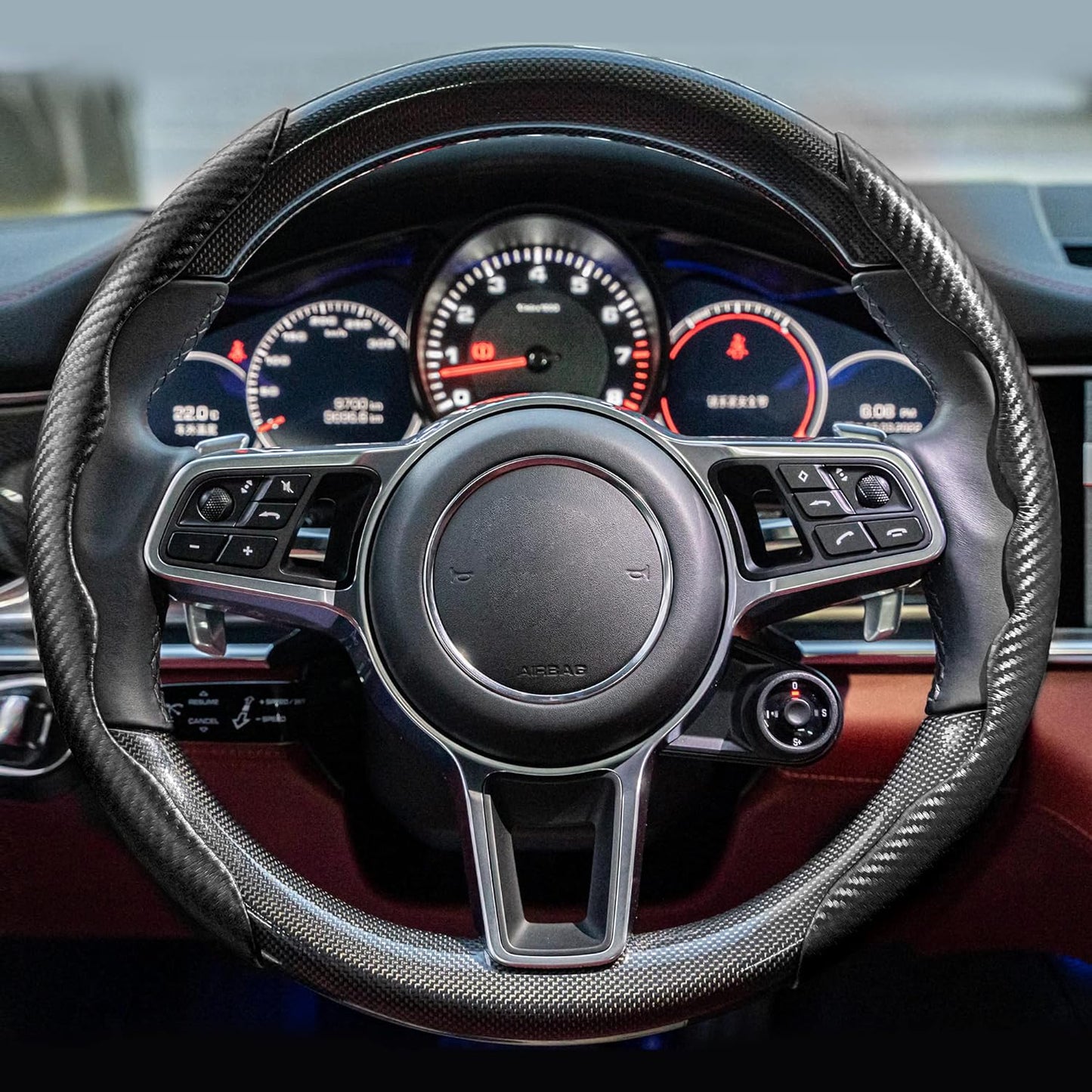 Carbon Fiber Steering Wheel Cover – Anti - Slip Car Interior Upgrade - Grandsell