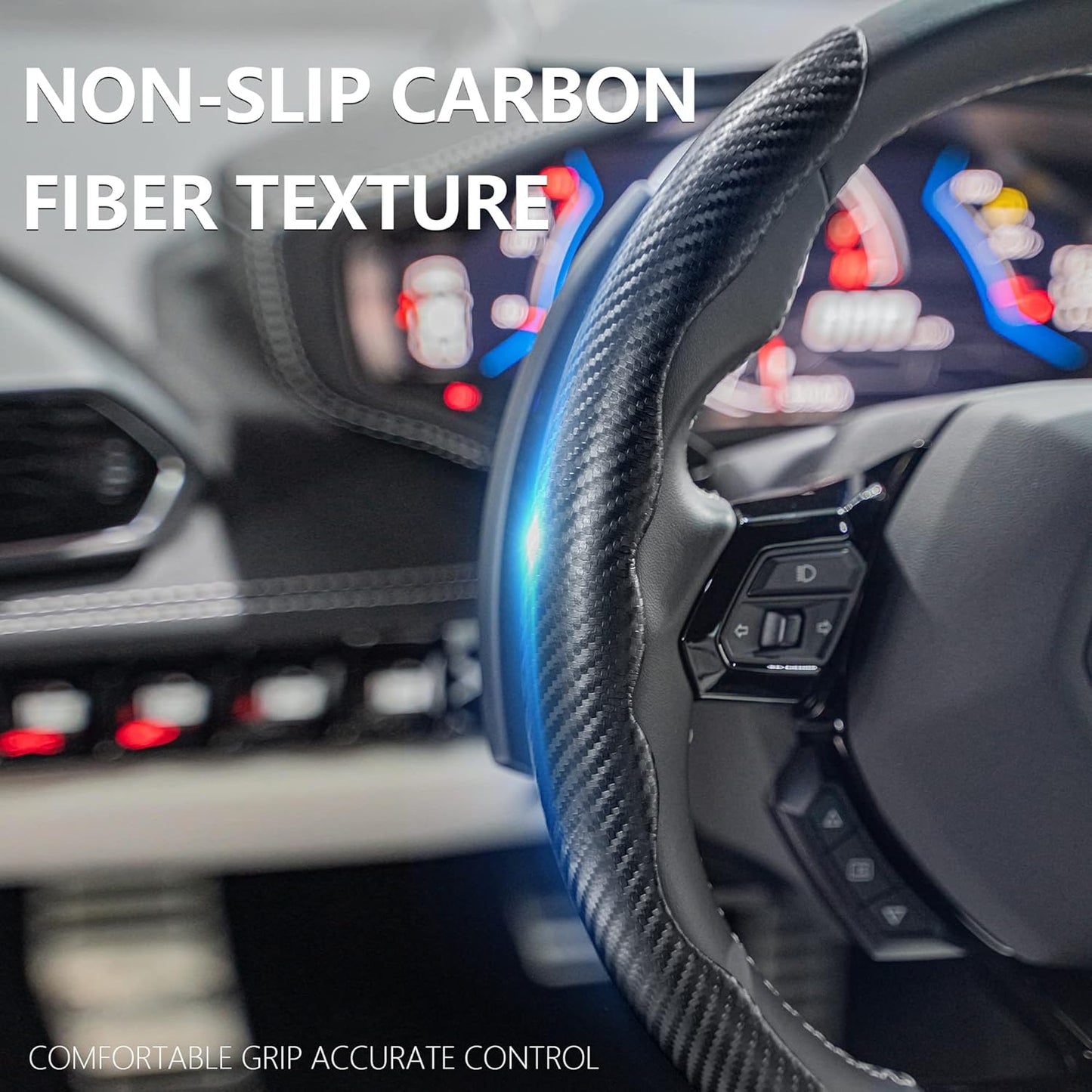 Carbon Fiber Steering Wheel Cover – Anti - Slip Car Interior Upgrade - Grandsell